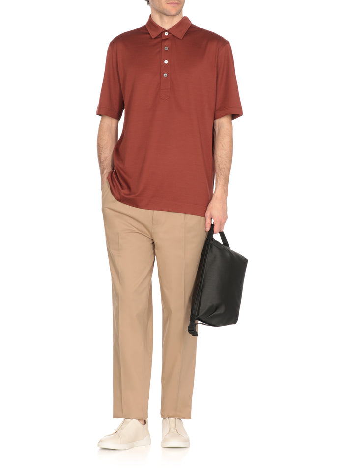 Zegna T-Shirts And Polos Brown Cotton Silk