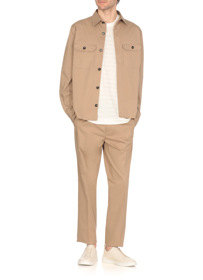 Zegna Shirts Beige Cotton Elastane