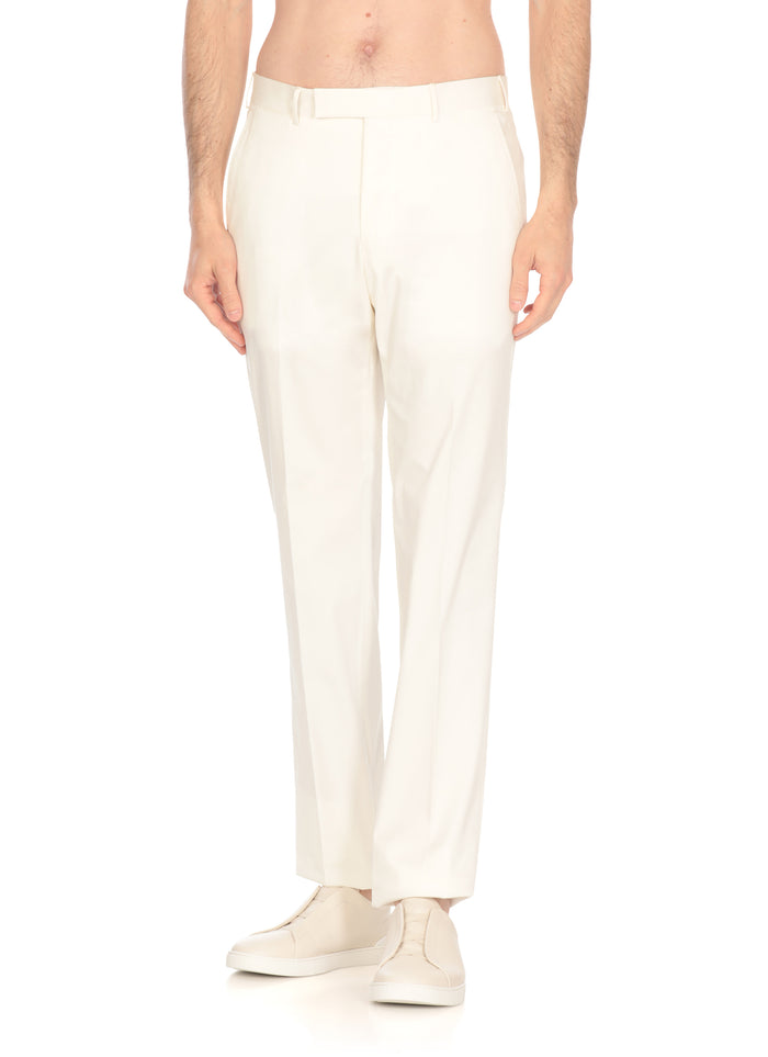 Zegna Trousers White Cotton Elastane