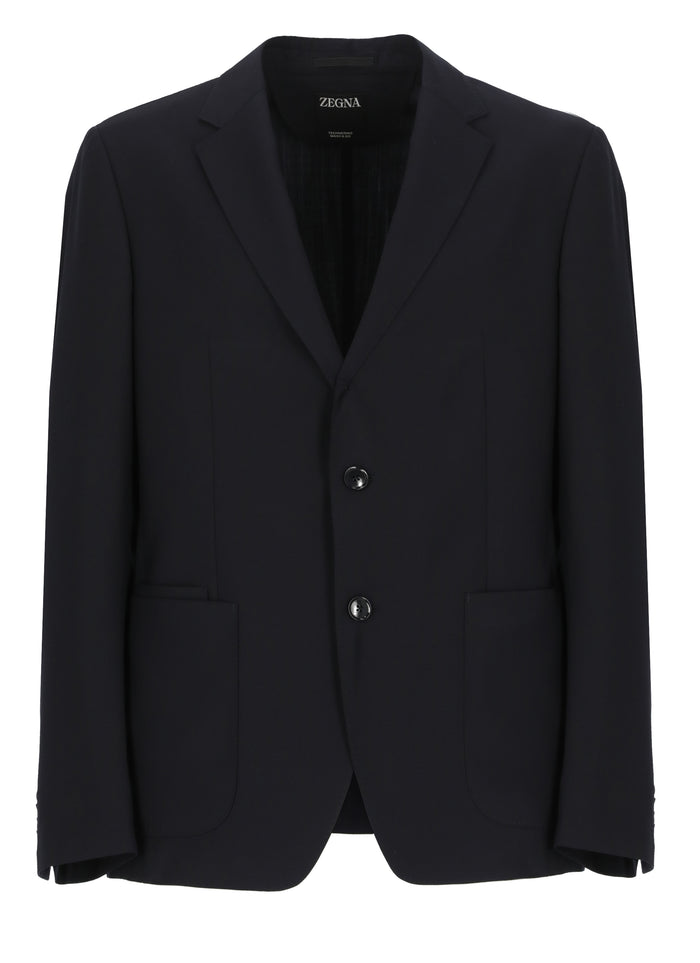 Zegna Jackets Blue Wool Lining: Polyester