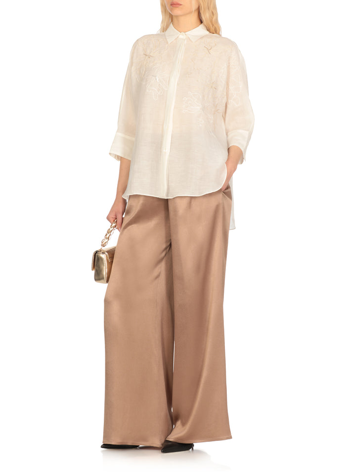 Antonelli Firenze Shirts Ivory Linen Silk