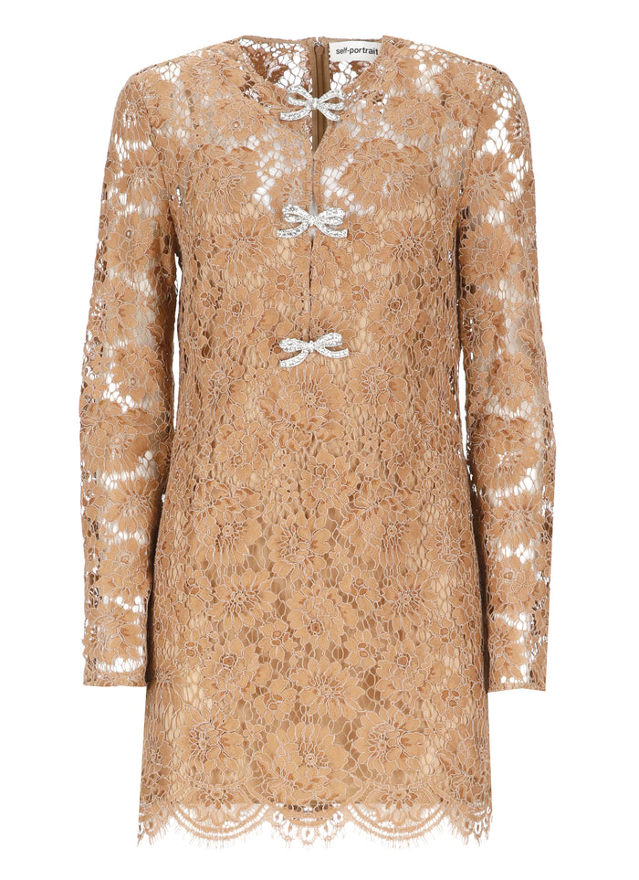 Self Portrait Dresses Brown Polyamide Cotton Viscose