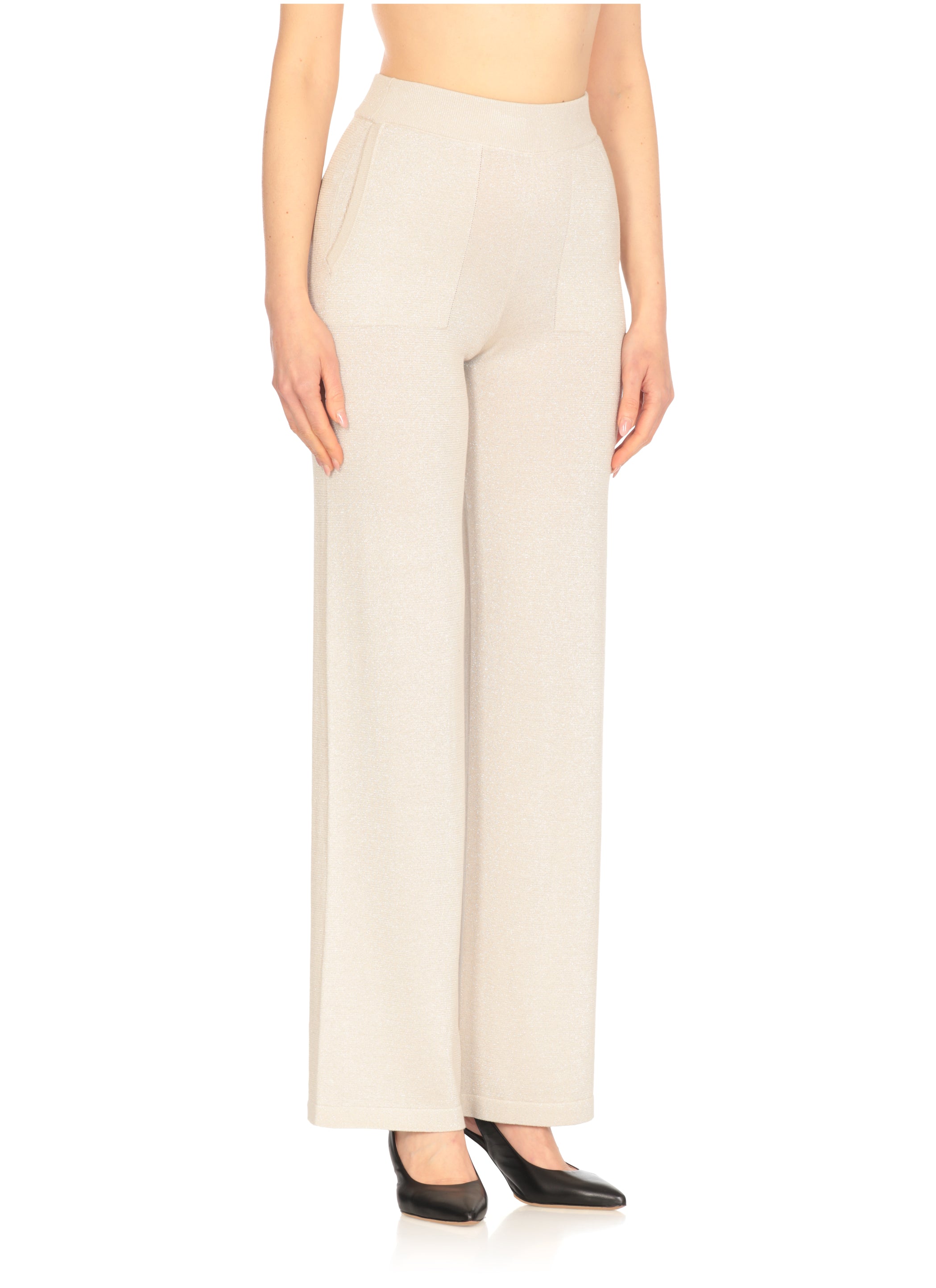 Peserico Trousers Beige Cotton Viscose Metallic Fiber