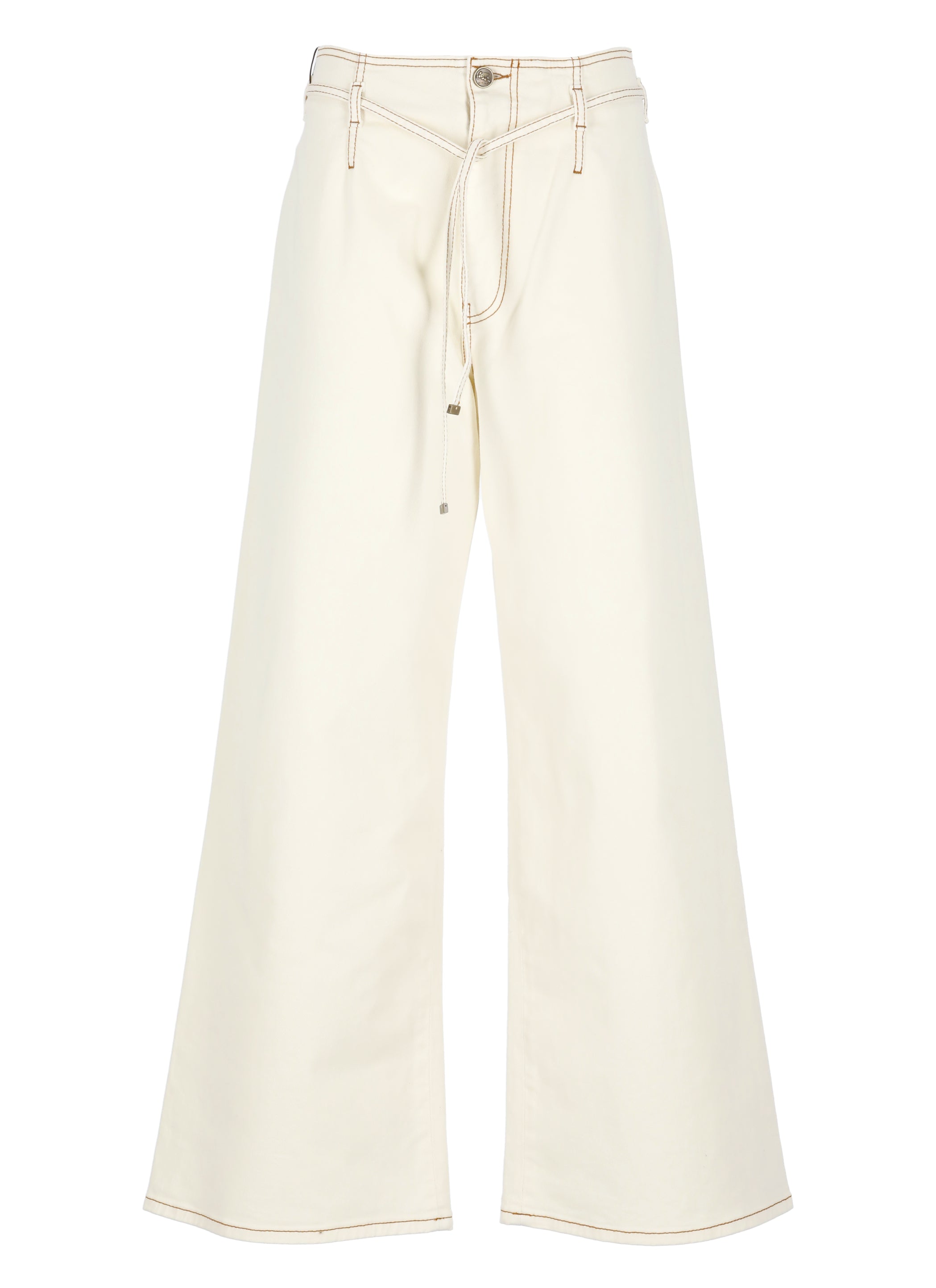 Etro Trousers Ivory Cotone Elastan