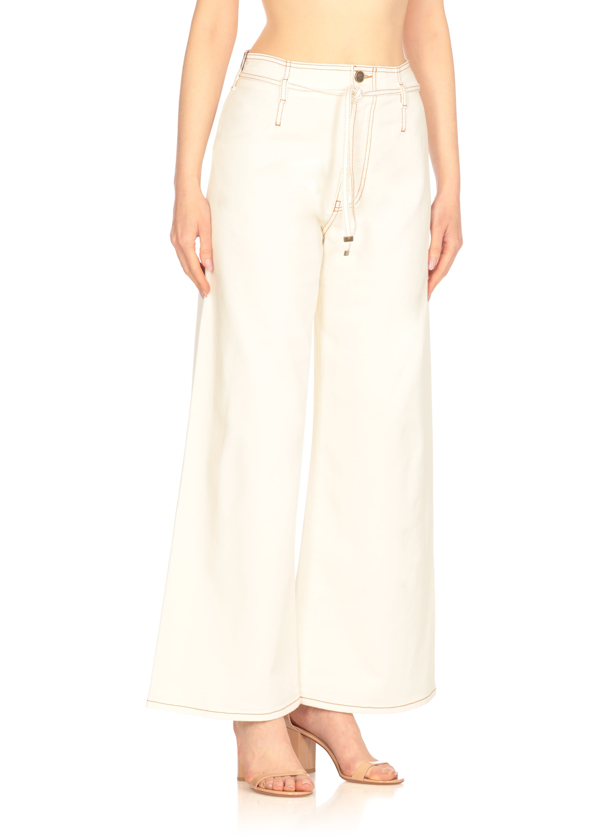Etro Trousers Ivory Cotone Elastan