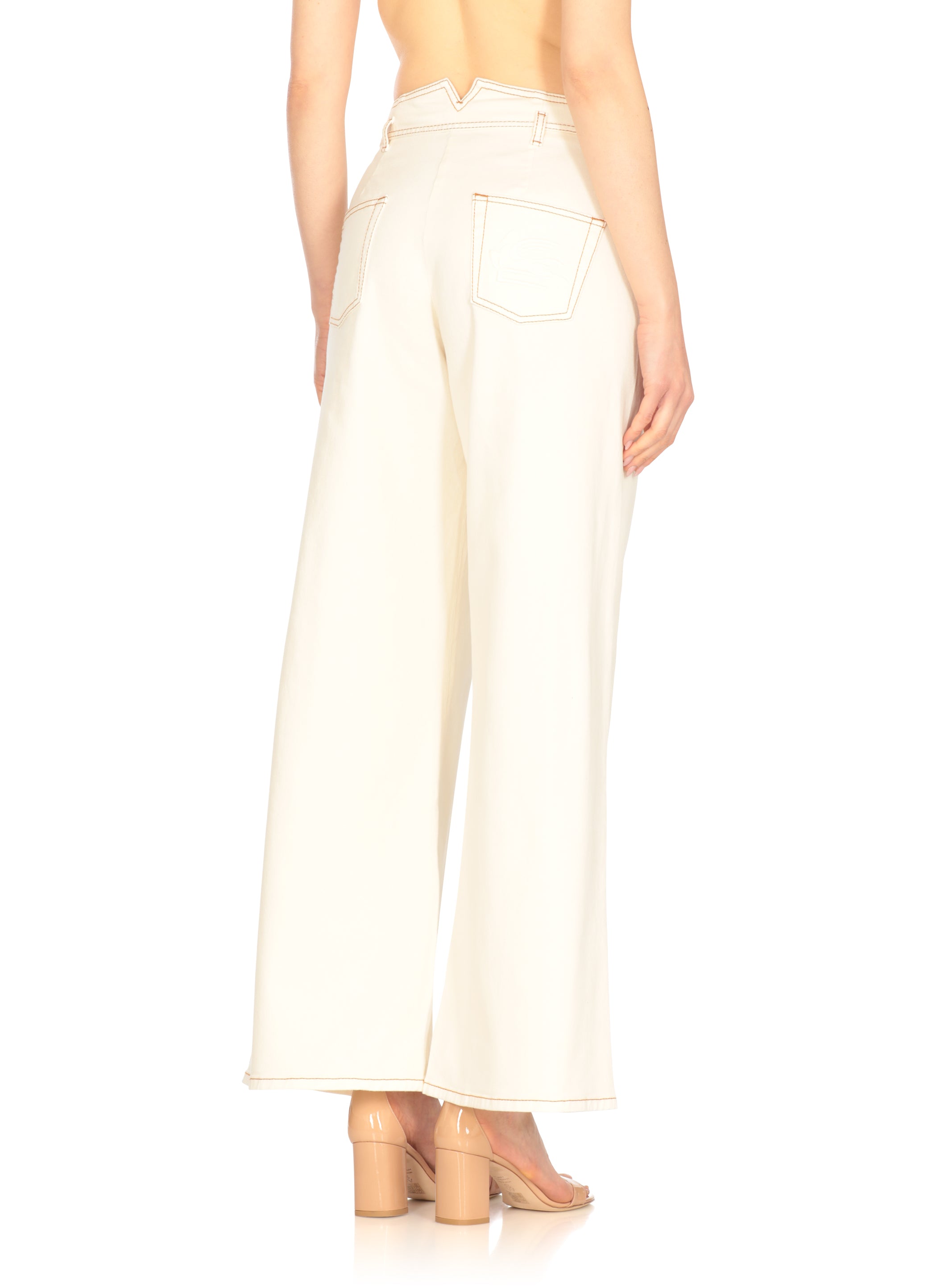 Etro Trousers Ivory Cotone Elastan