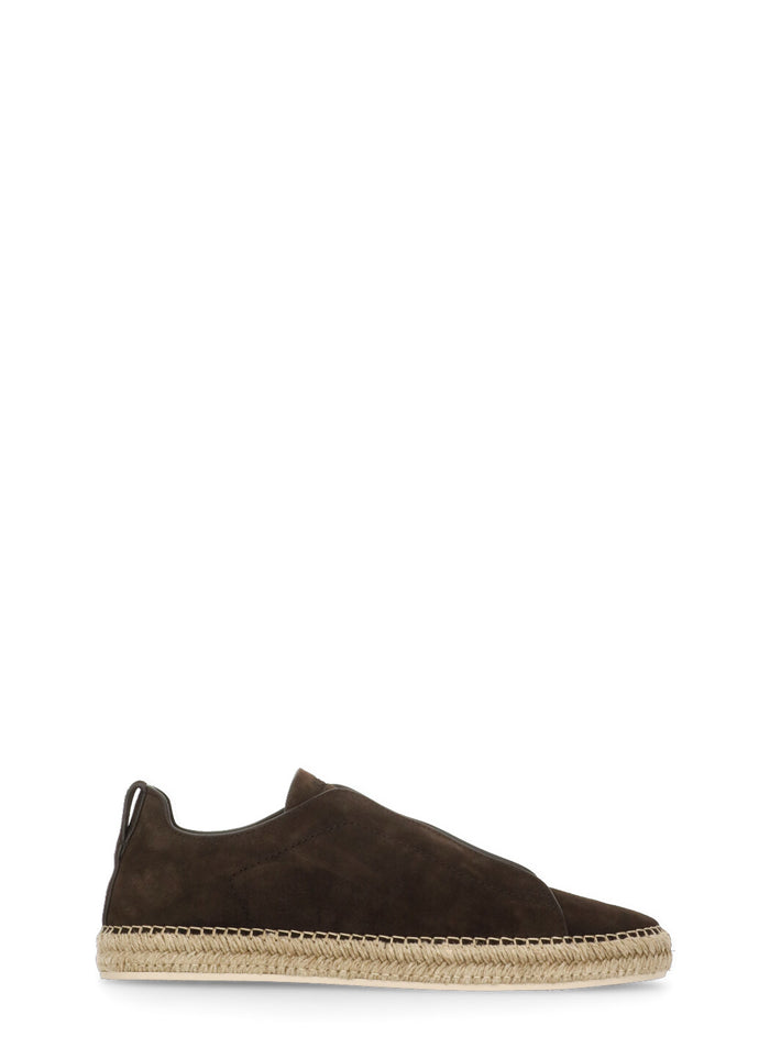 Zegna Flat Shoes Brown Cowhide Sole: Rubber