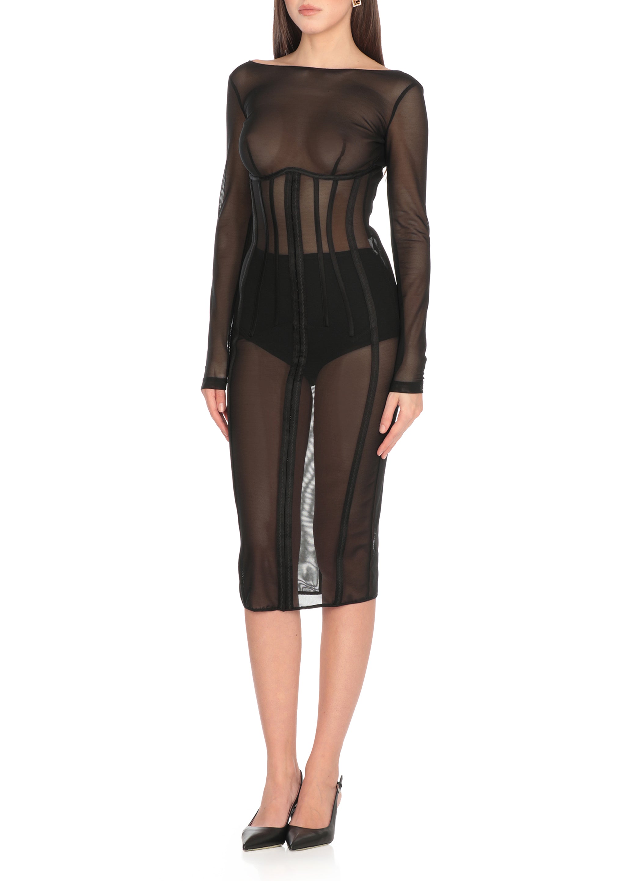 Elisabetta Franchi Dresses Black Polyamide Elastane