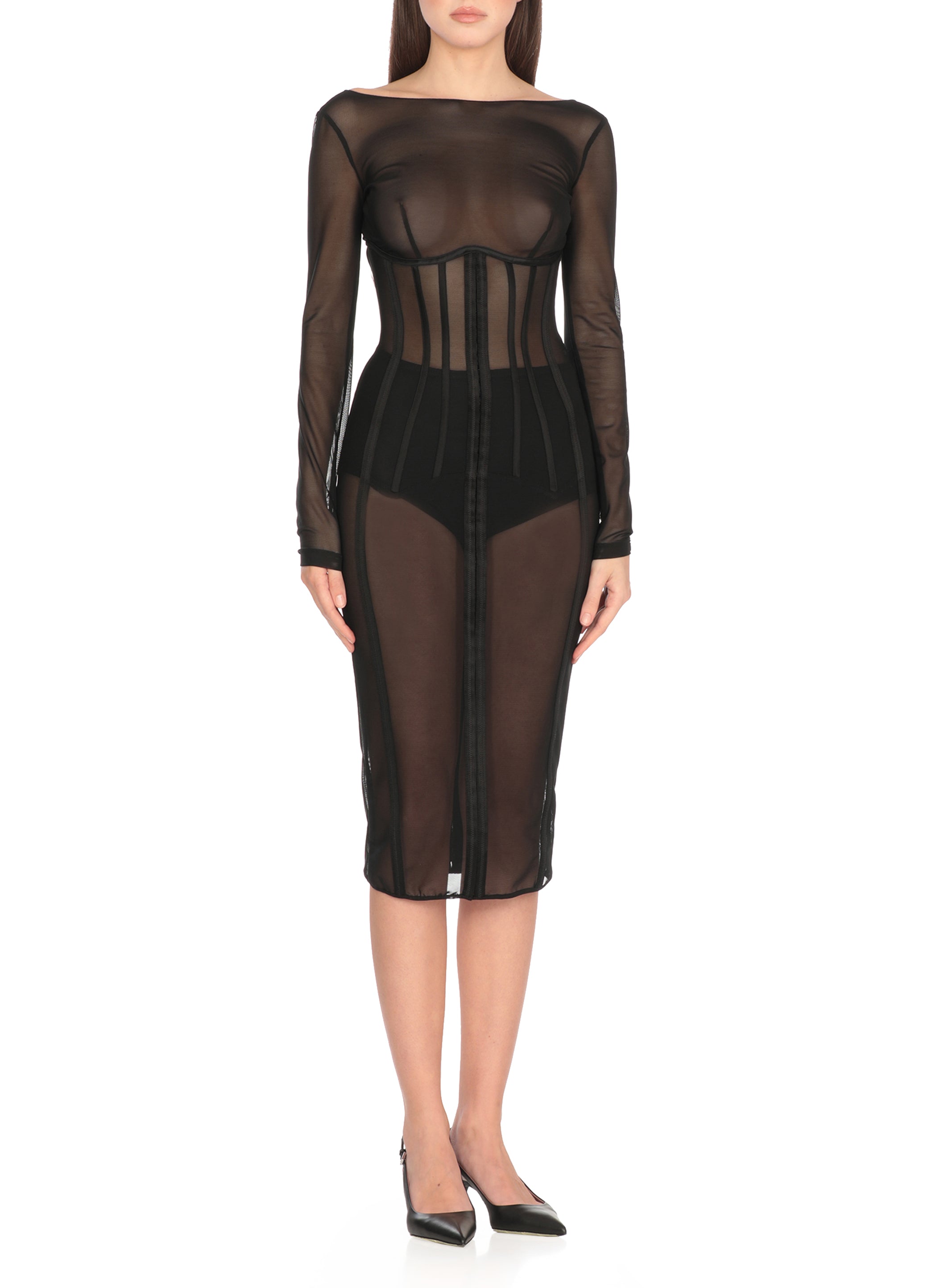 Elisabetta Franchi Dresses Black Polyamide Elastane