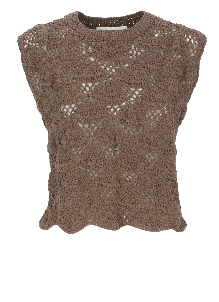 Antonelli Firenze Top Brown Cotton Polyamide