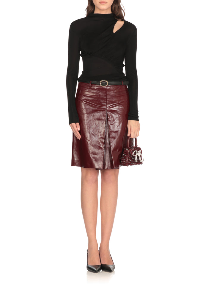 Self Portrait Skirts Bordeaux Lamb Leather