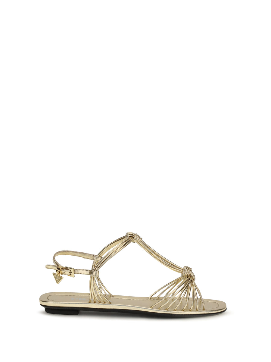 Prada 100% Calf Leather Bos Taurus sandal in gold