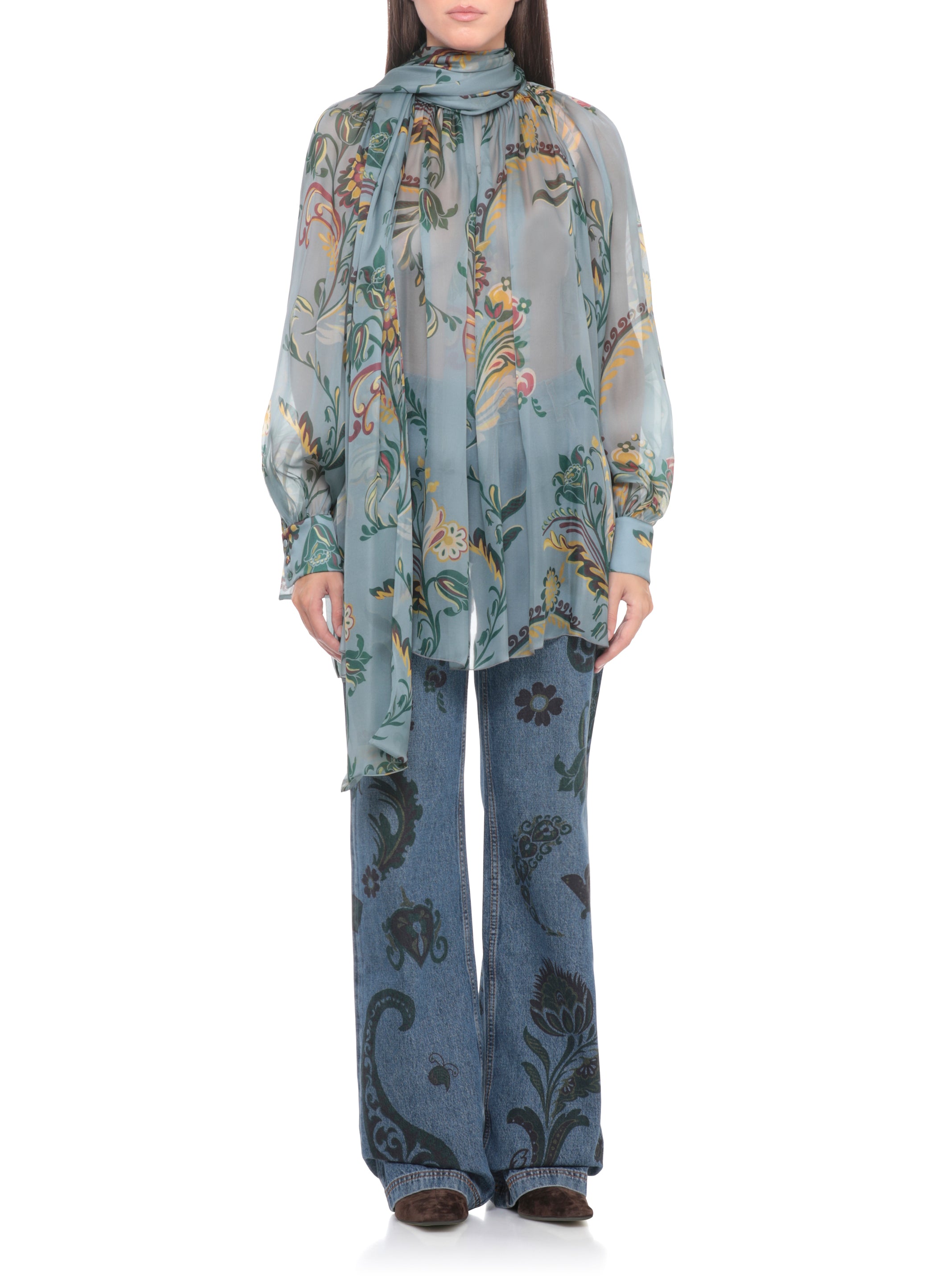 Etro Shirts Blue Silk