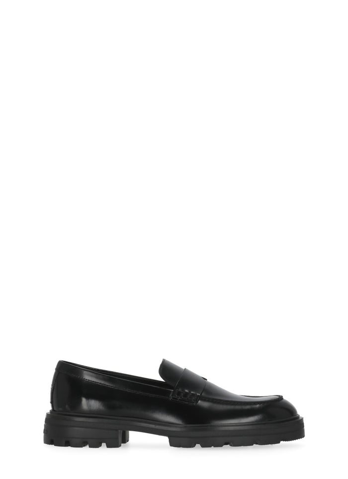 Hogan Flat Shoes Black Cowhide Sole: Rubber