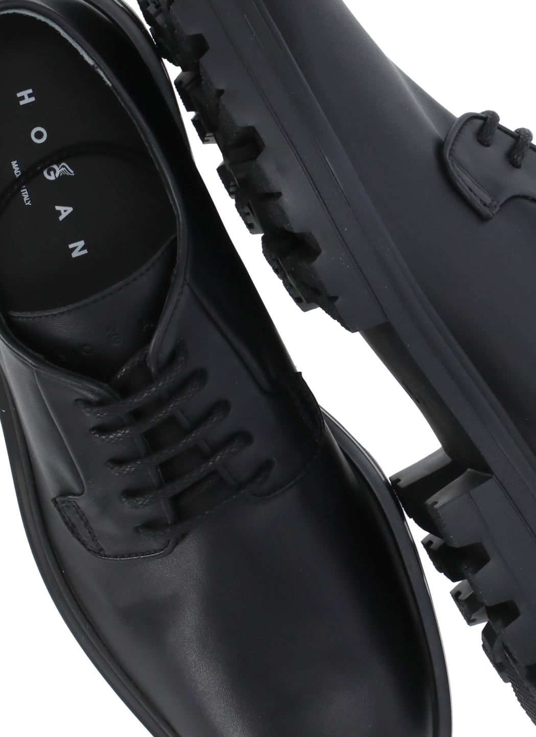 Hogan Flat shoes Black Cowhide Sole: Rubber