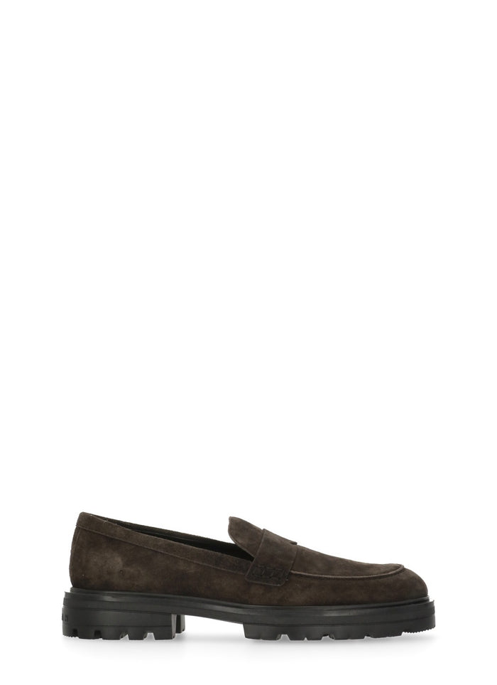 Hogan Flat Shoes Brown Cowhide Sole: Rubber