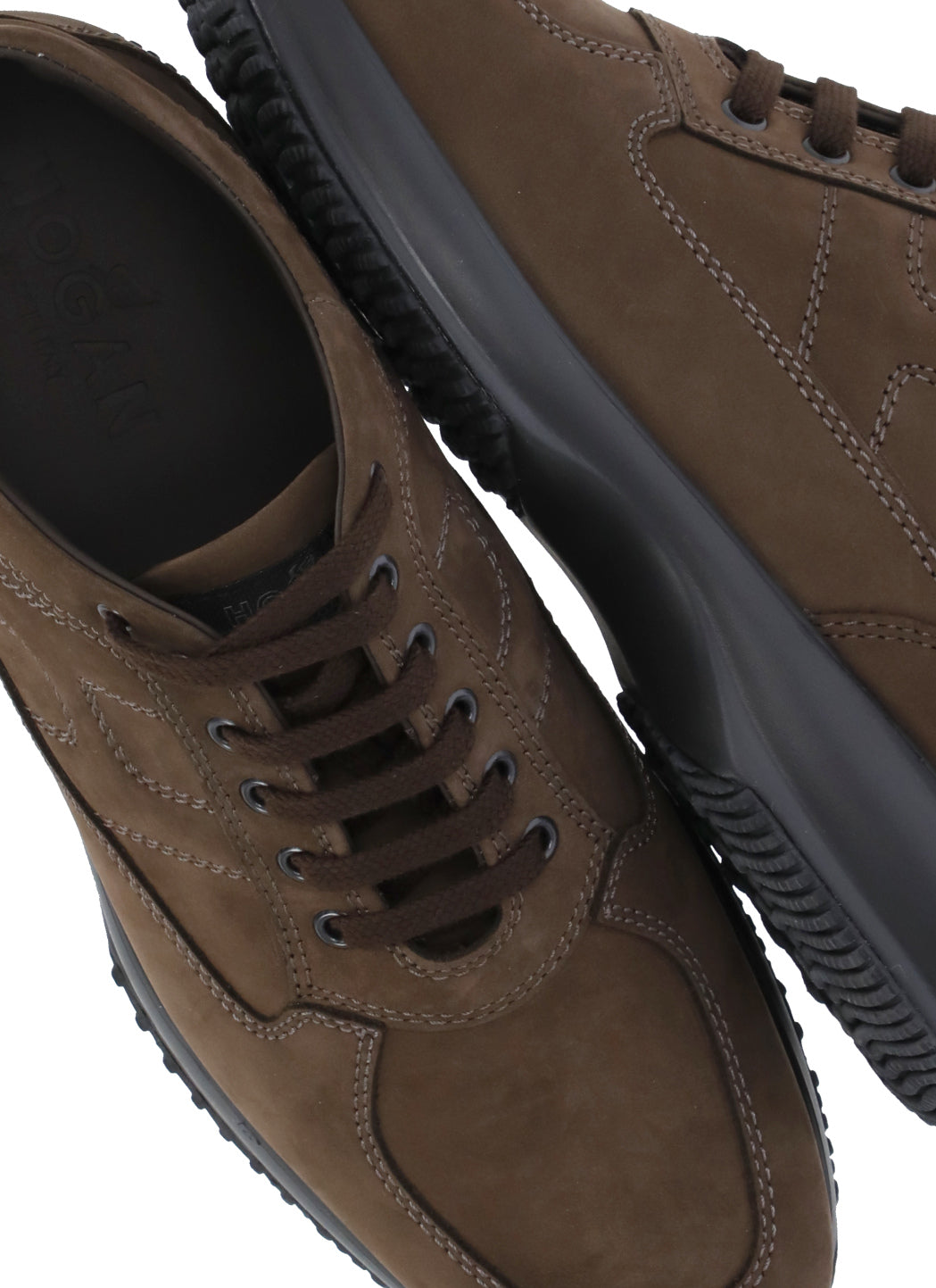 Hogan Sneakers Brown Calf Leather Sole: Rubber