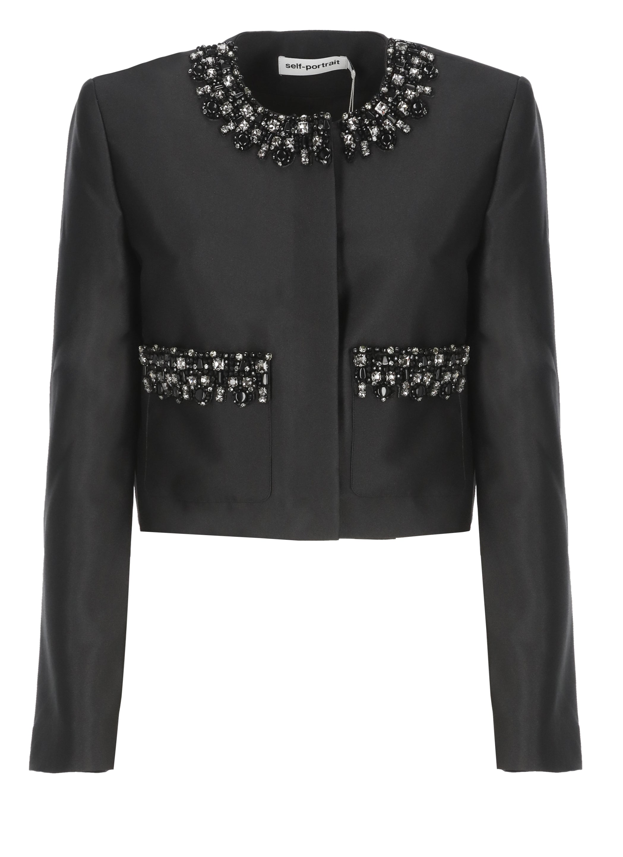 Self Portrait Jackets Black Polyester Lining: Cupro