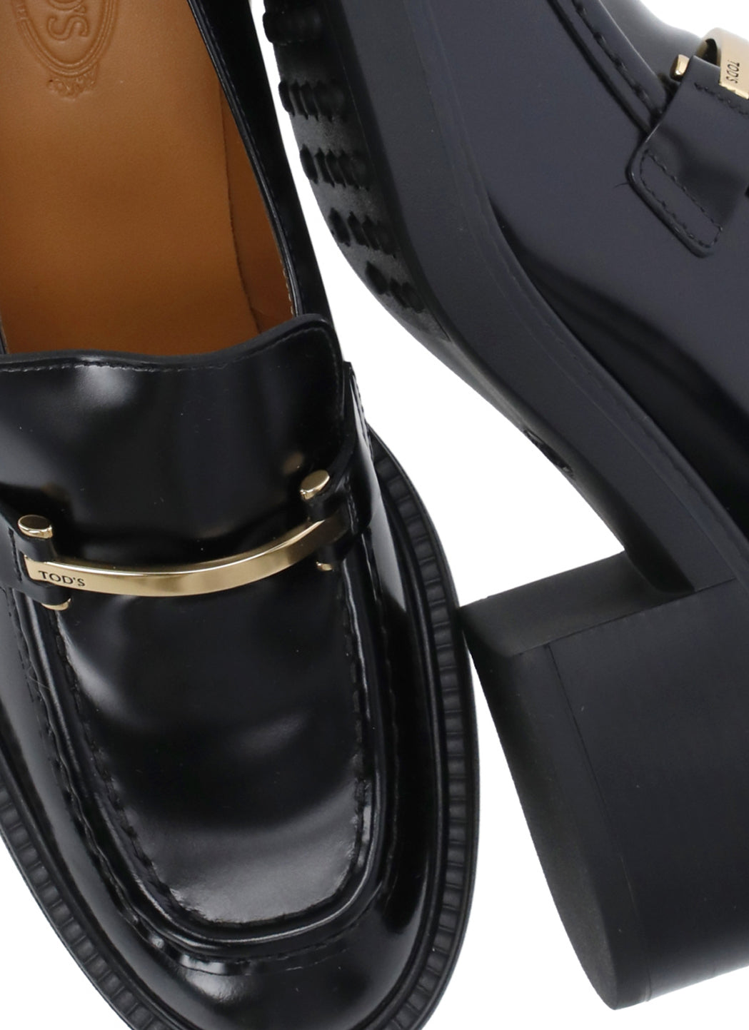 Tods With Heel Black Calf Leather