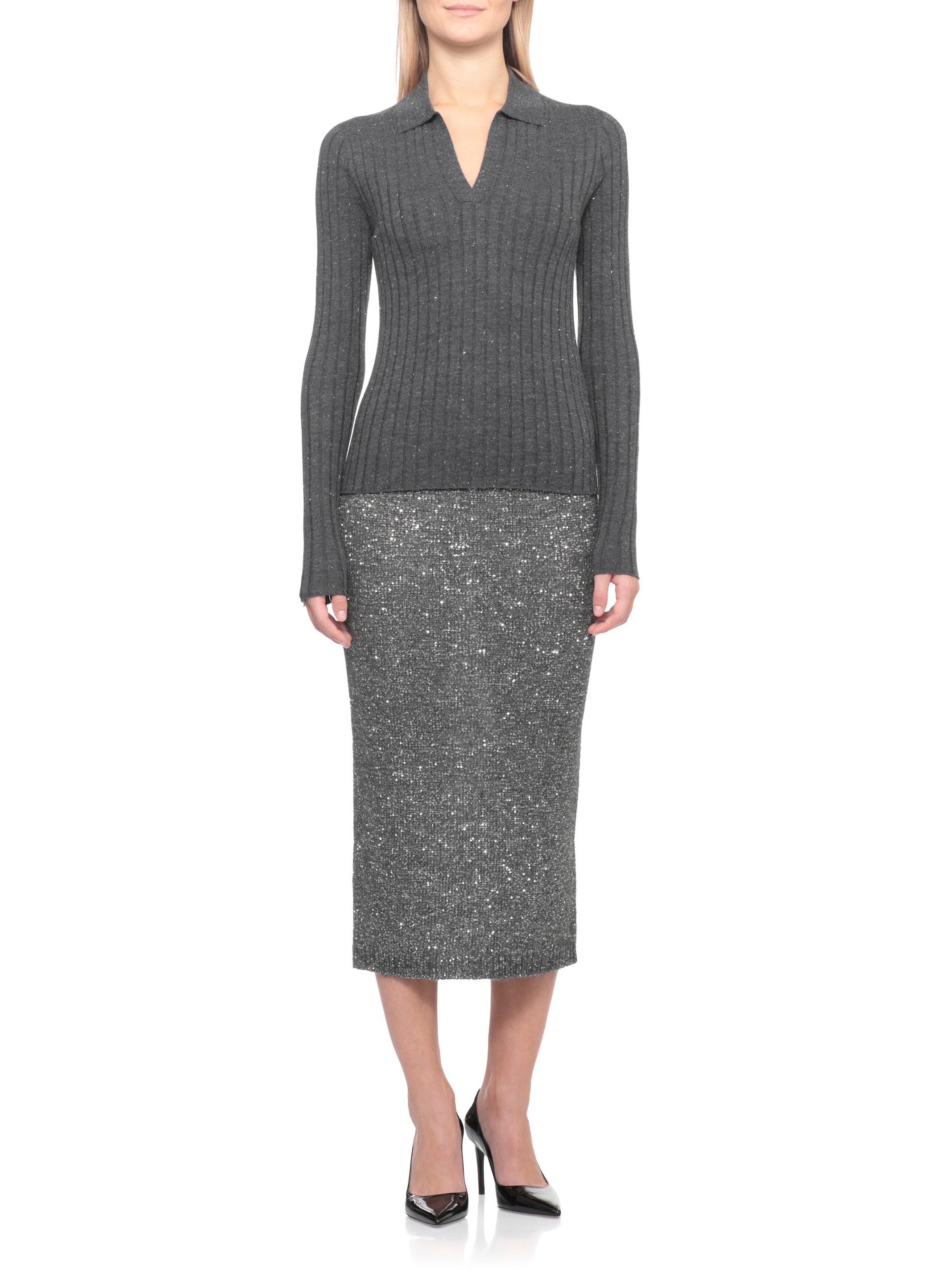 Peserico Sweaters Grey Virgin Wool Viscose Polyester