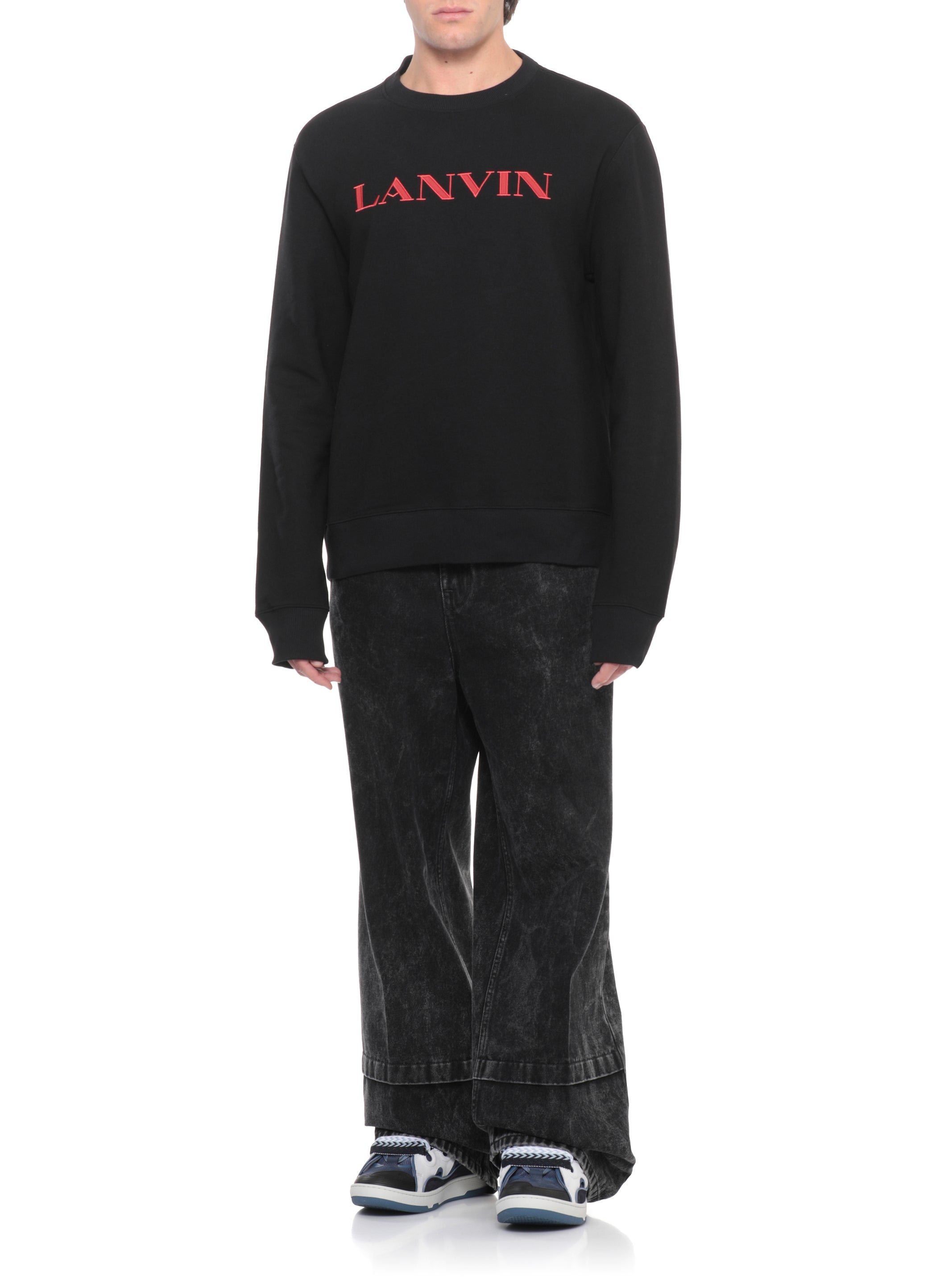 Lanvin Sweaters Black Cotton Accessories: Polyester