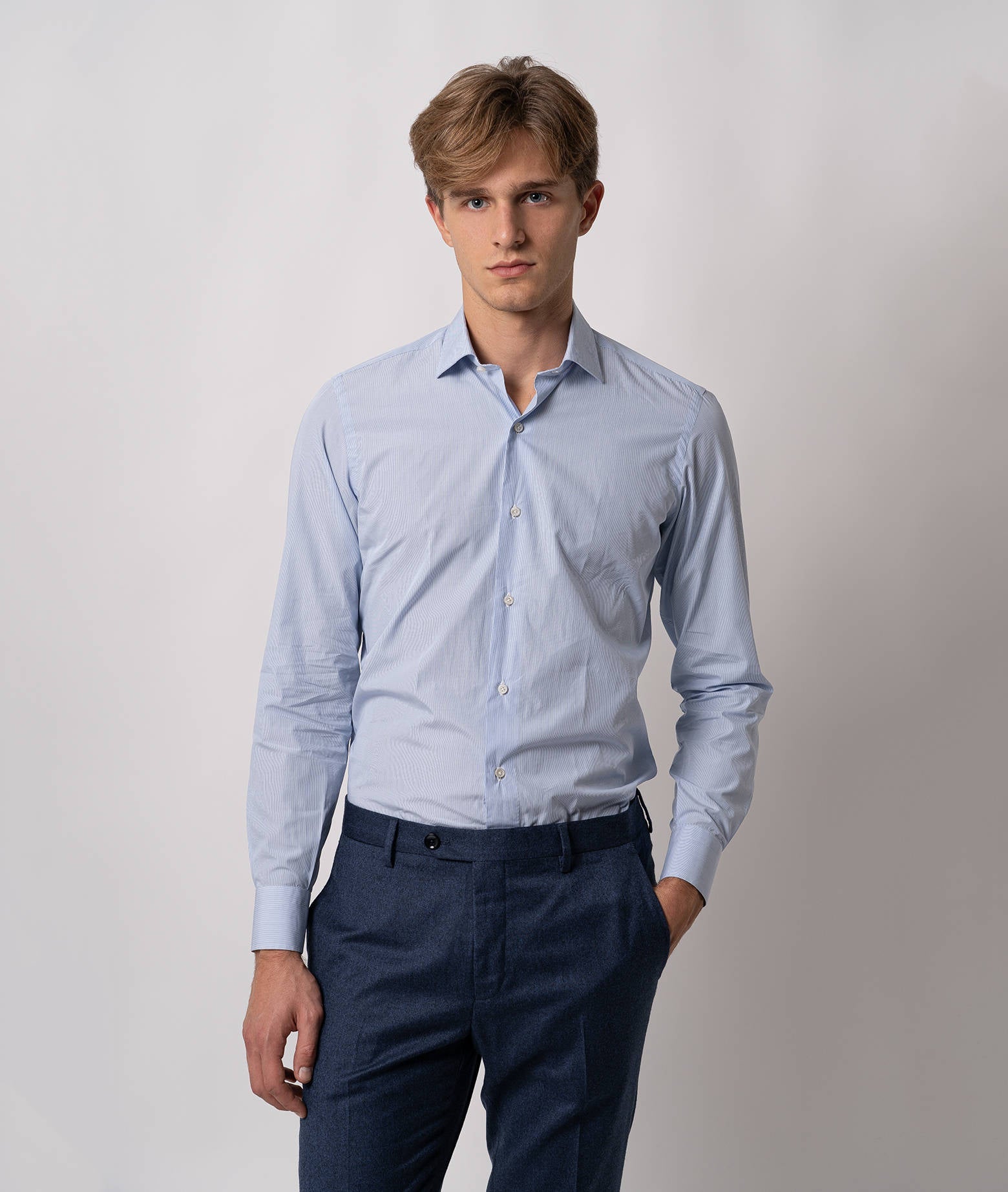 Tailored Cotton Shirt Mayfair Gray Hand Made