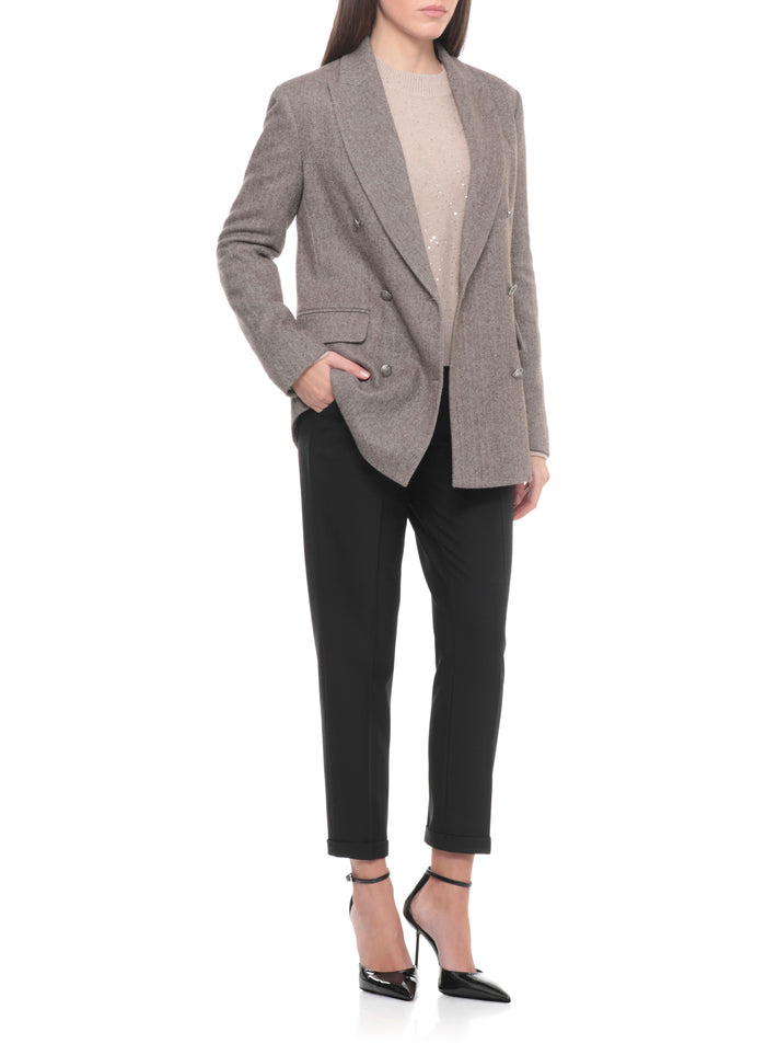 Antonelli Firenze Jackets Brown Wool Polyamide Elastane