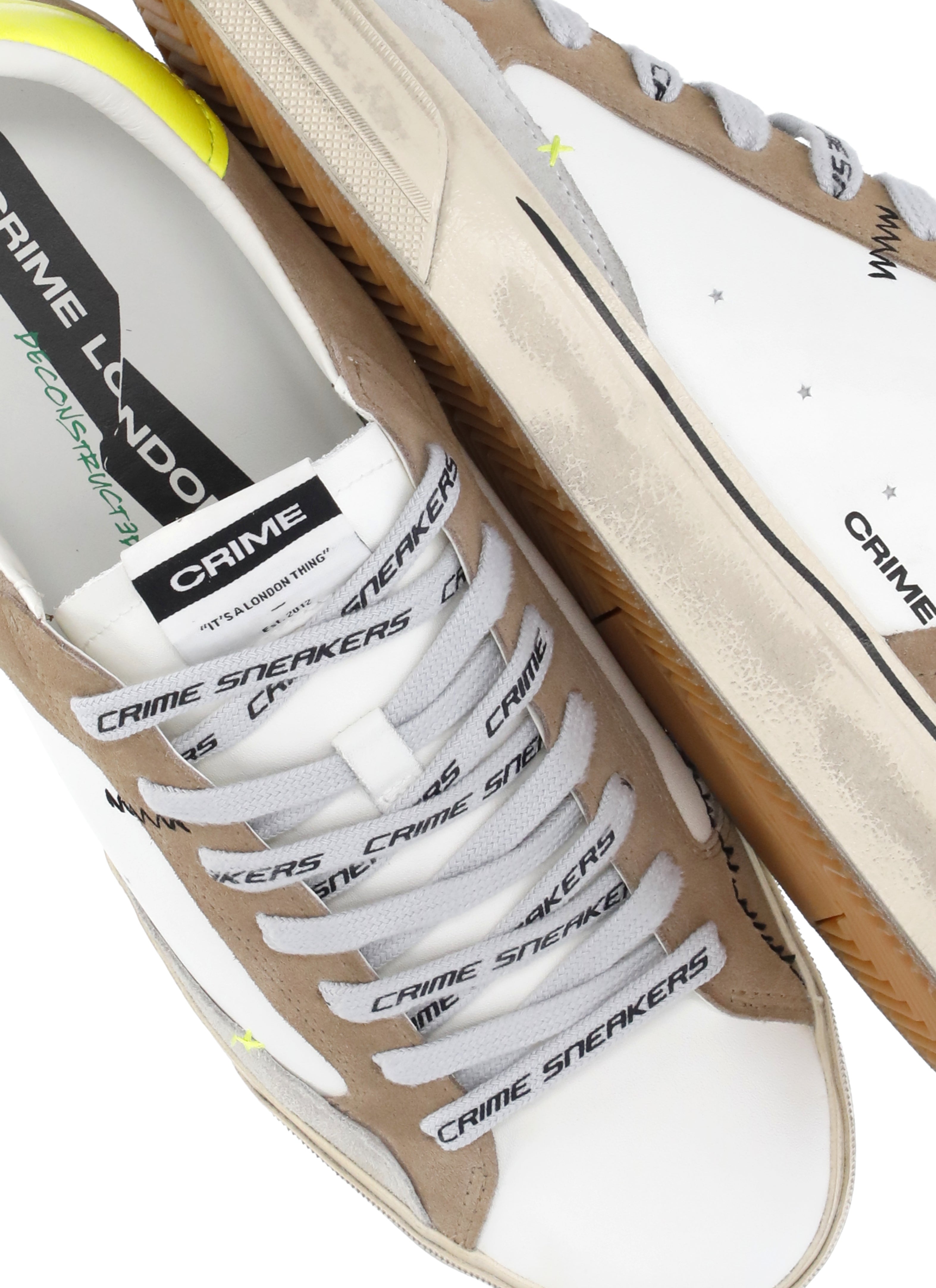 Crime London Sneakers White Cow Leather Sole: Rubber
