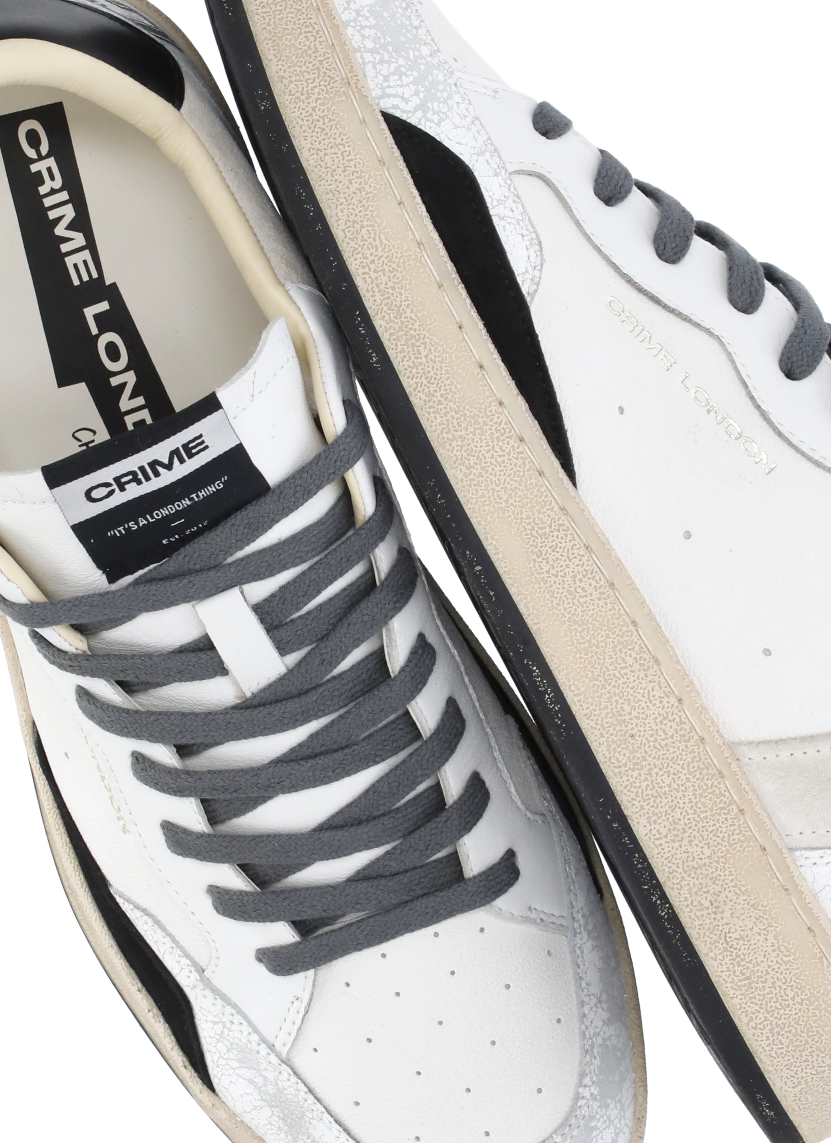 Crime London Sneakers White Cow Leather Sole: Rubber