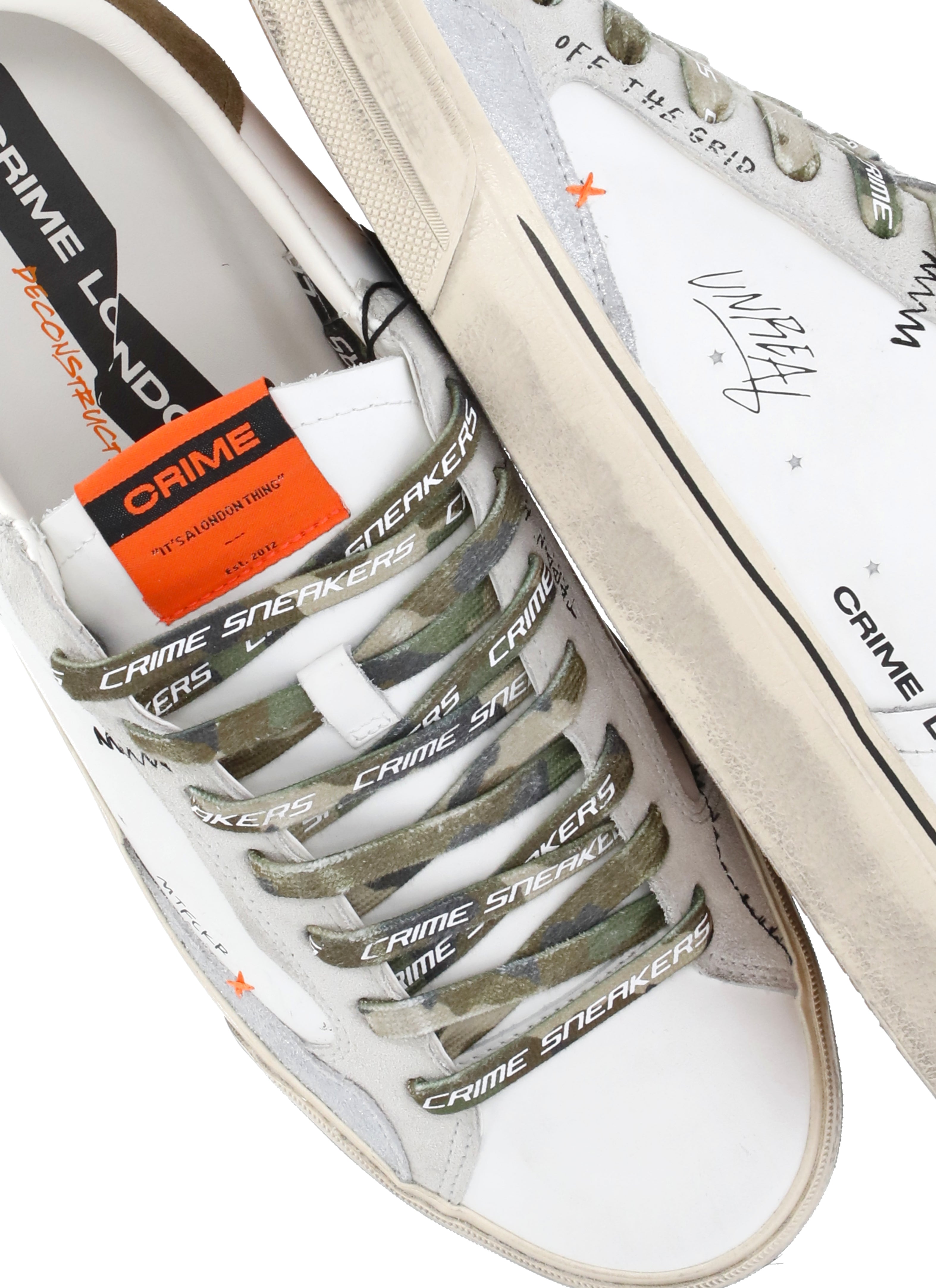 Crime London Sneakers White Cow Leather Sole: Rubber
