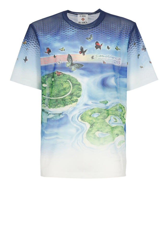 Casablanca T-shirts and Polos Light Blue Polyester Elastane