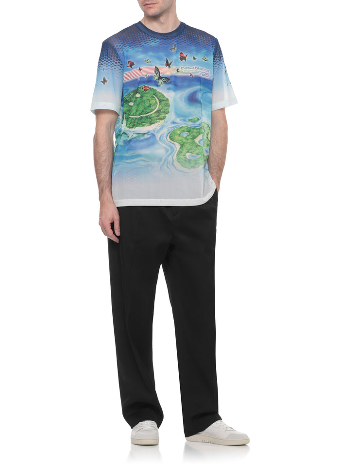 Casablanca T-shirts and Polos Light Blue Polyester Elastane