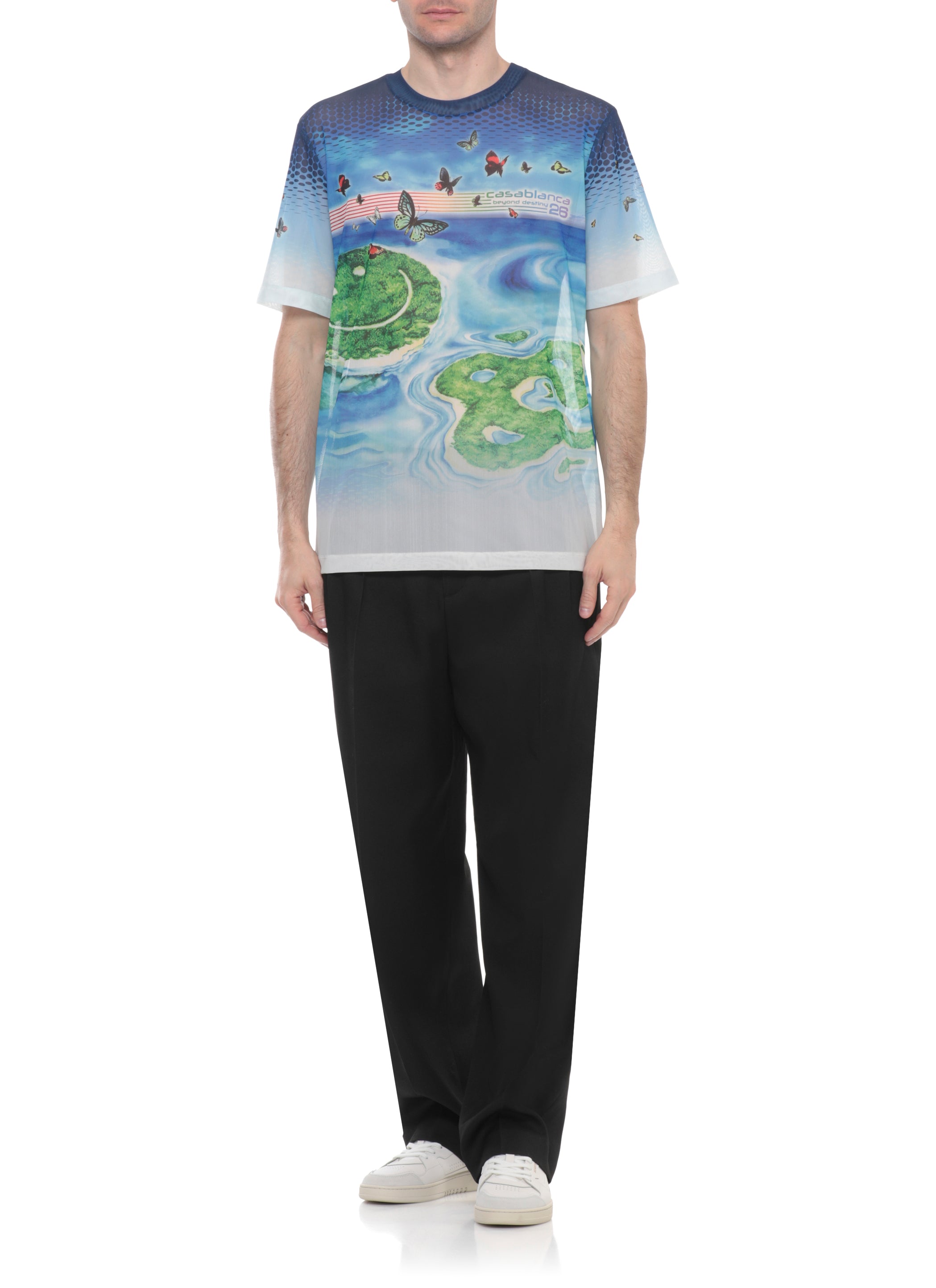 Casablanca T-shirts and Polos Light Blue Polyester Elastane