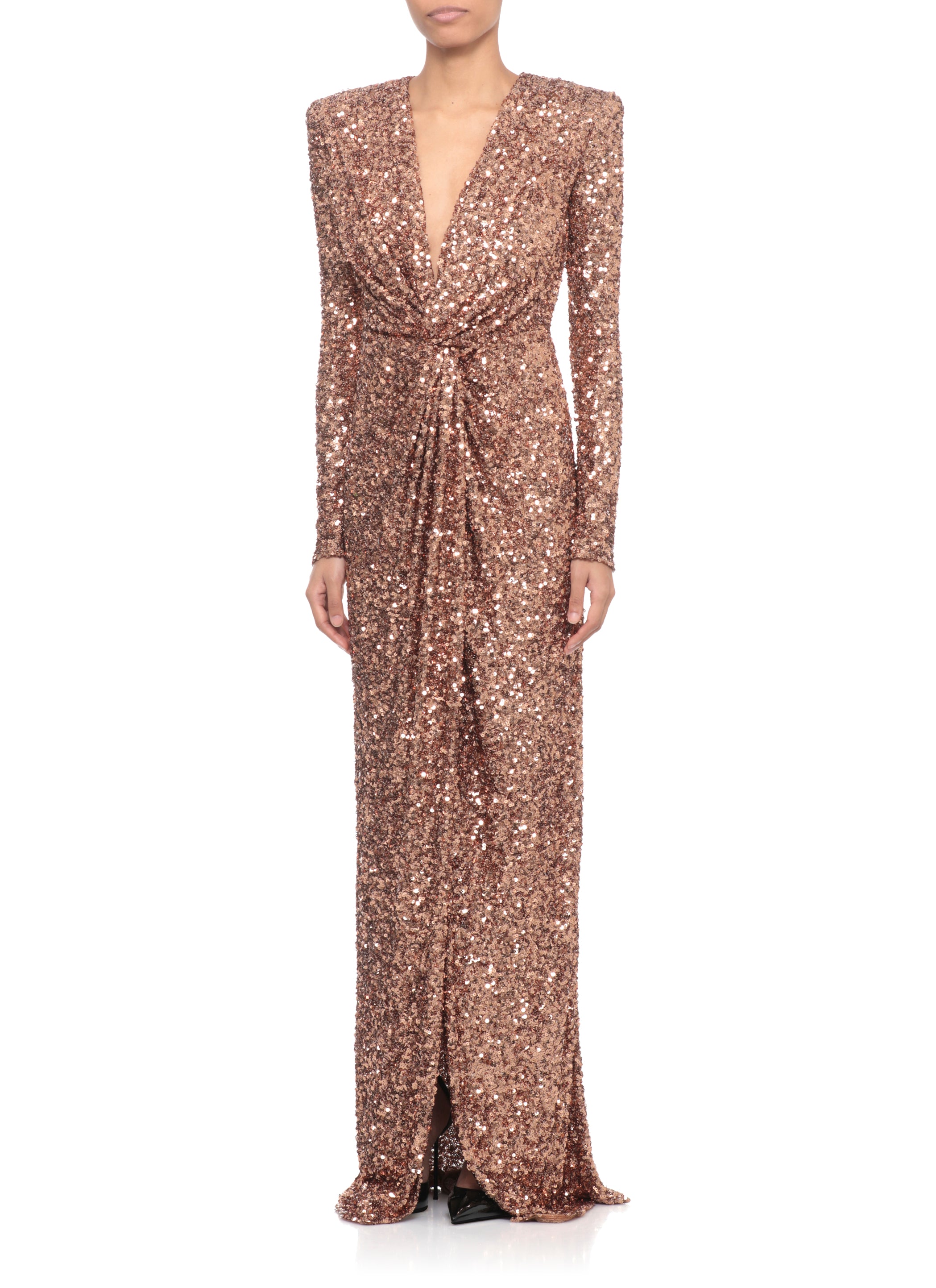 Elisabetta Franchi Dresses Golden Polyester Elastane