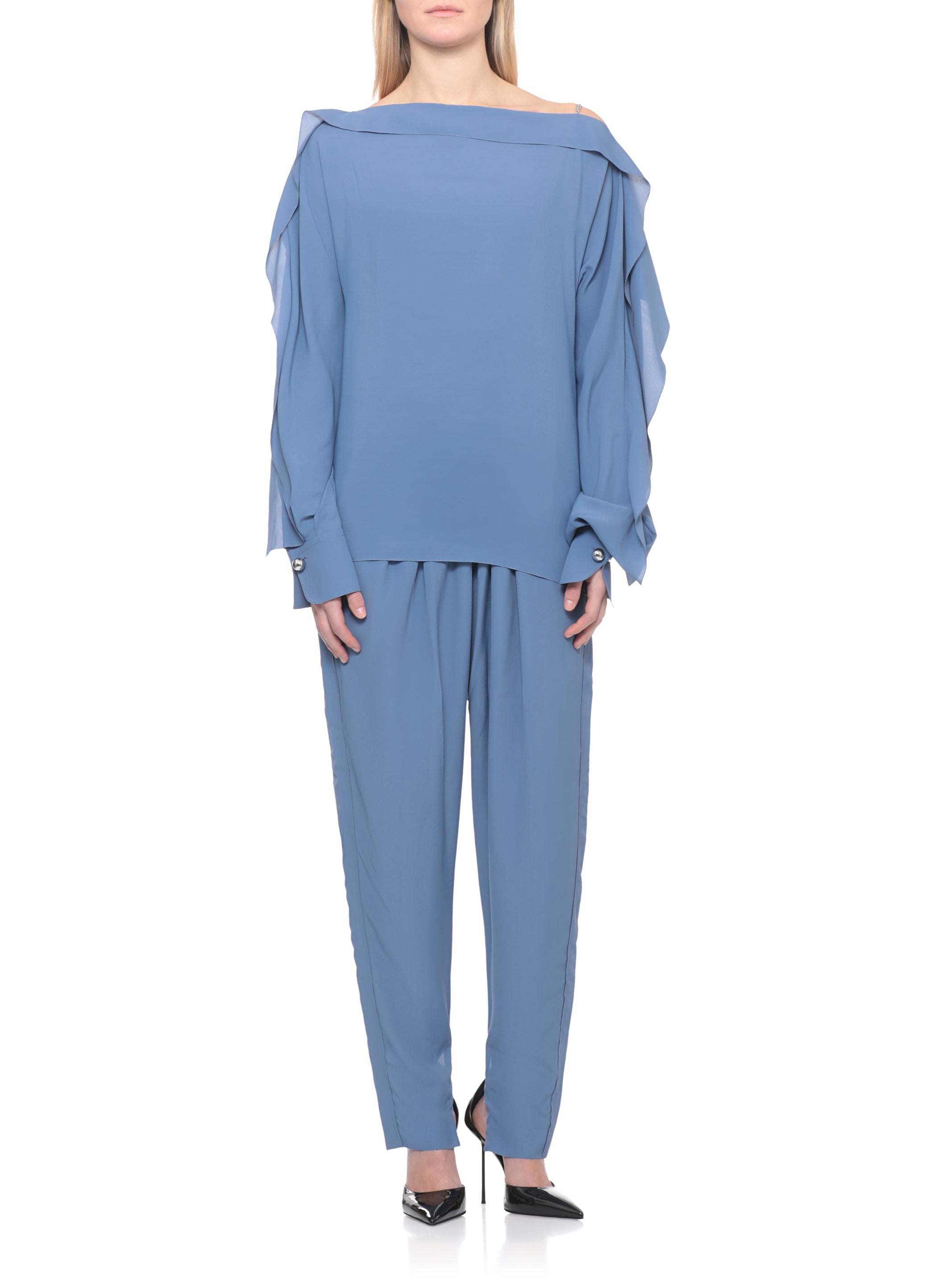Lanvin Sweaters Blue Viscose Silk