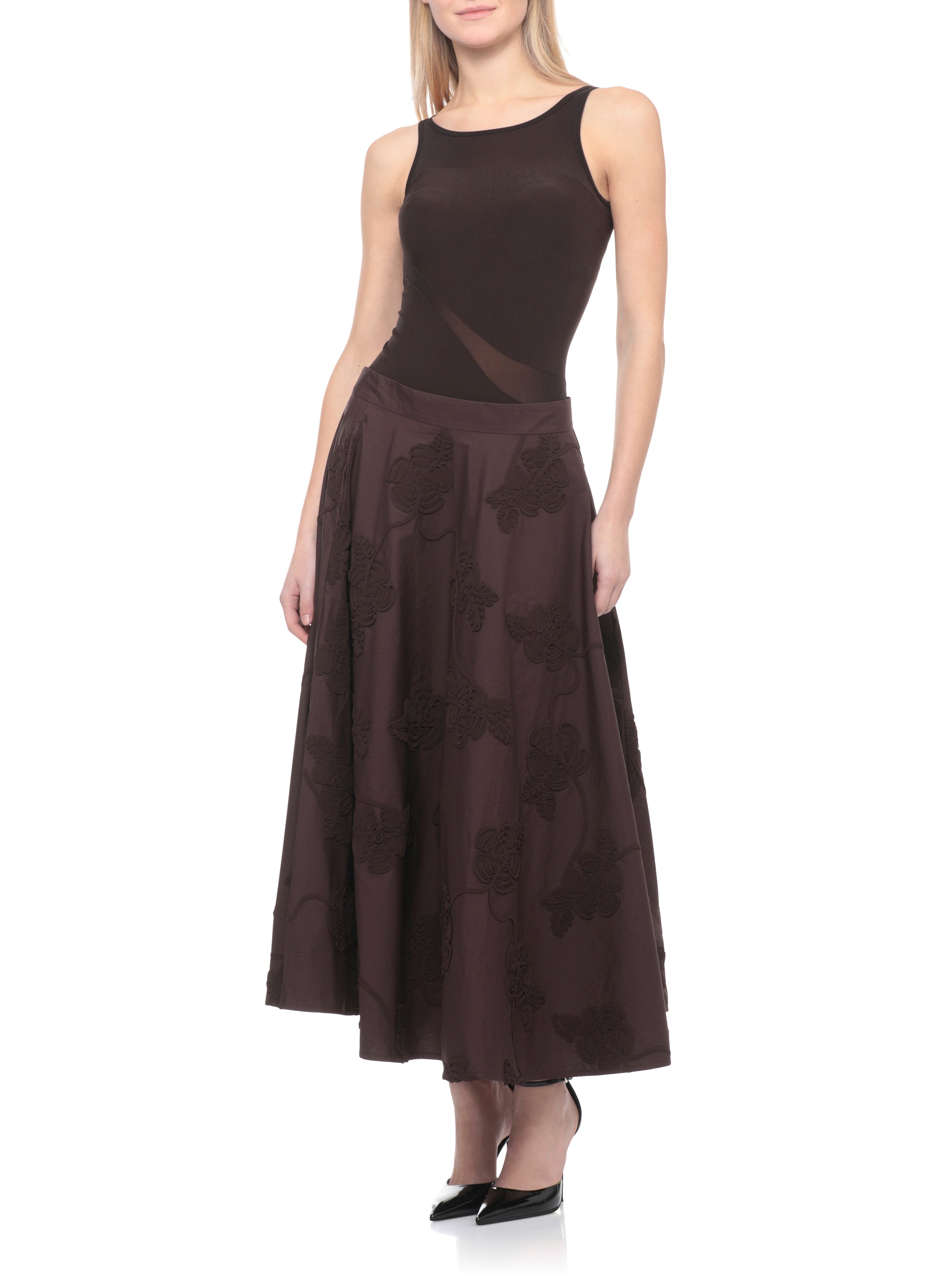 Rotate Skirts Brown Cotton Fabric 2:polyester