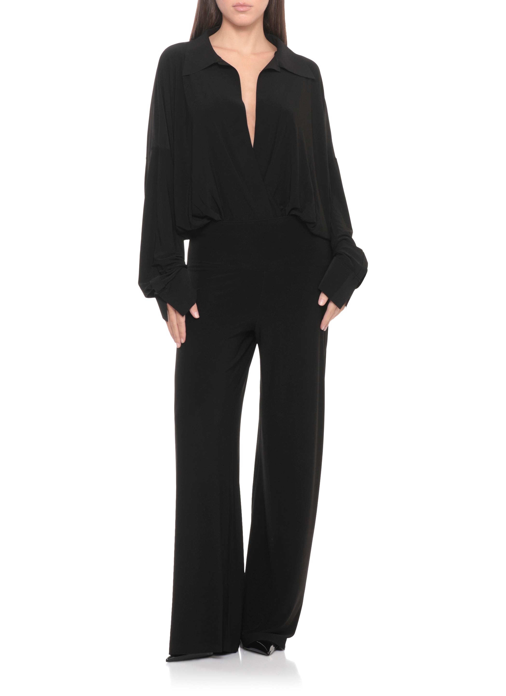 Norma Kamali Trousers Black Polyester Elastane