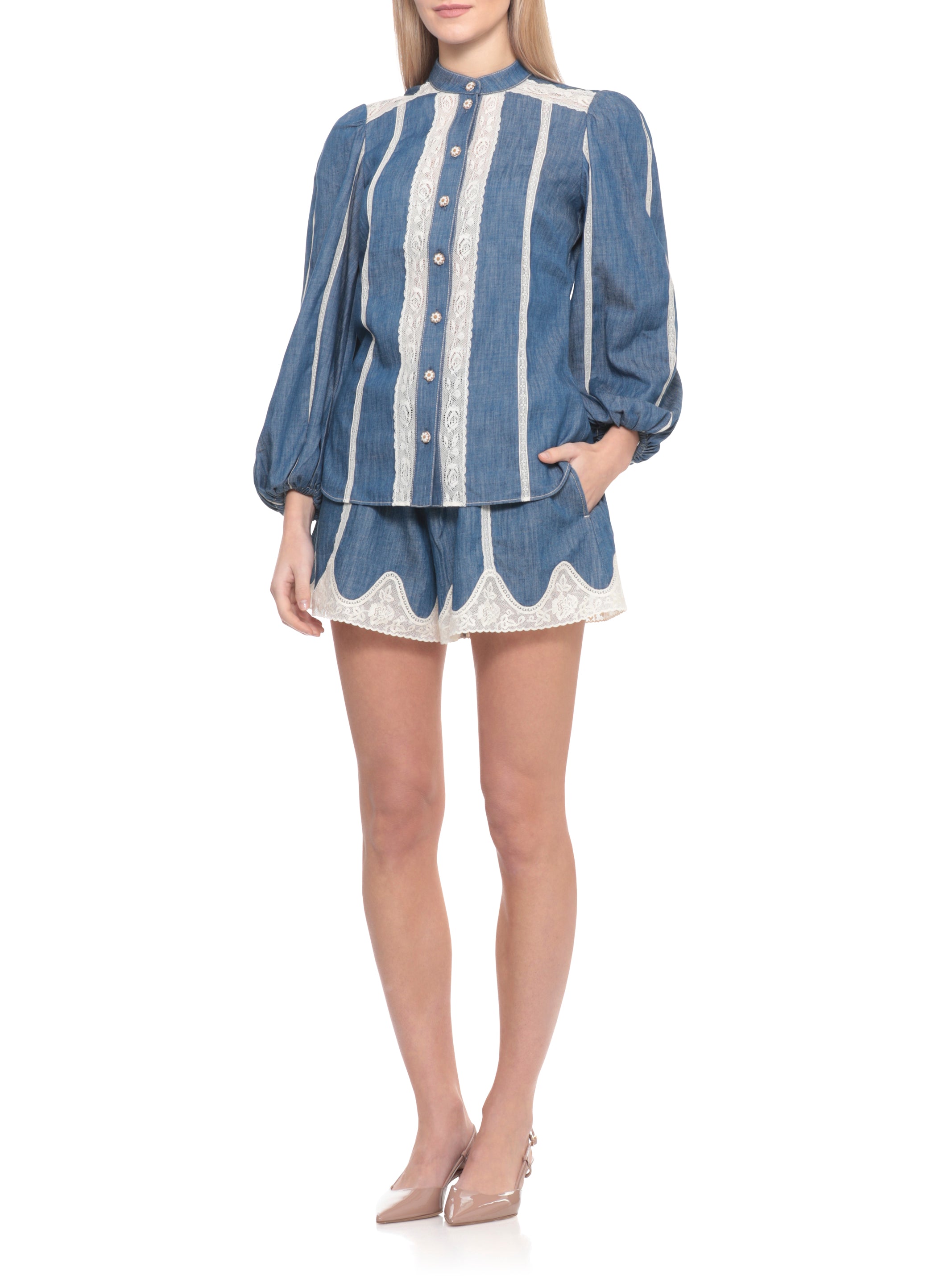 Zimmermann Shorts Blue Cotton Fabric 2:polyester
