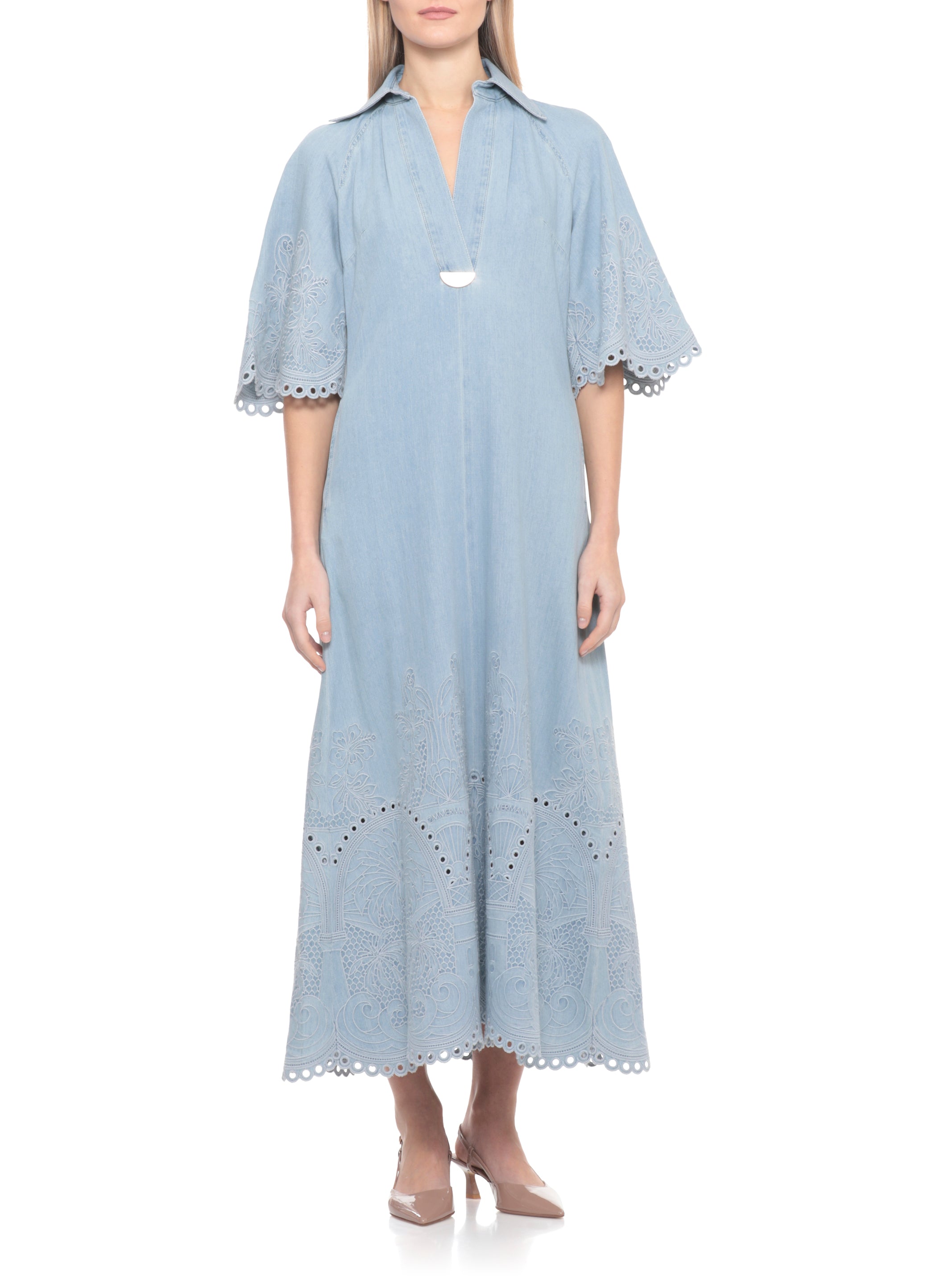 Zimmermann Dresses Light Blue Cotton Embroidery: Polyester