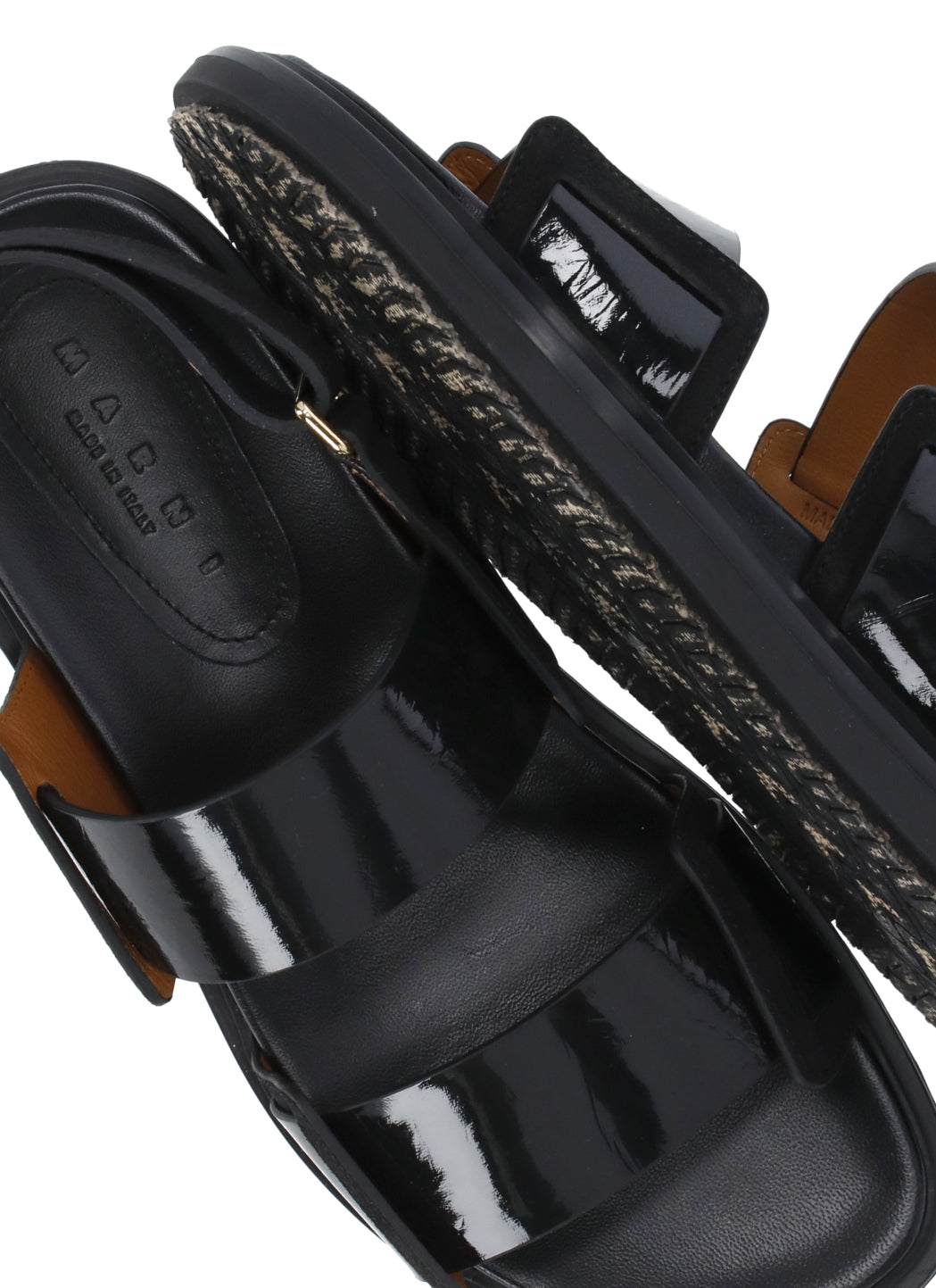 Marni Sandals Black Cowhide Sole: Rubber