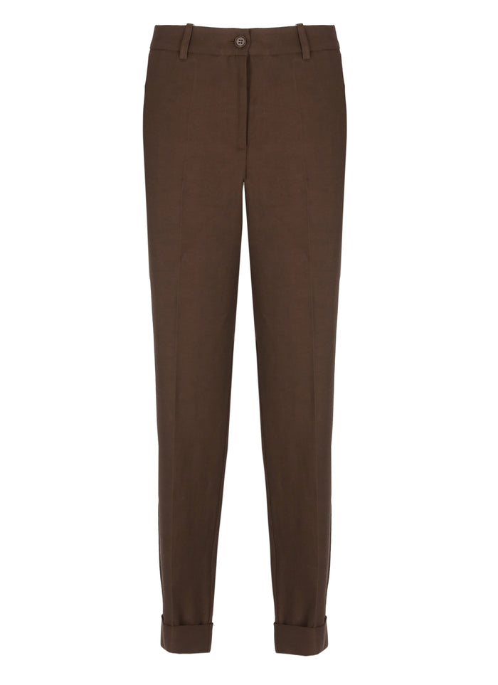 Parosh Trousers Brown Viscose Linen