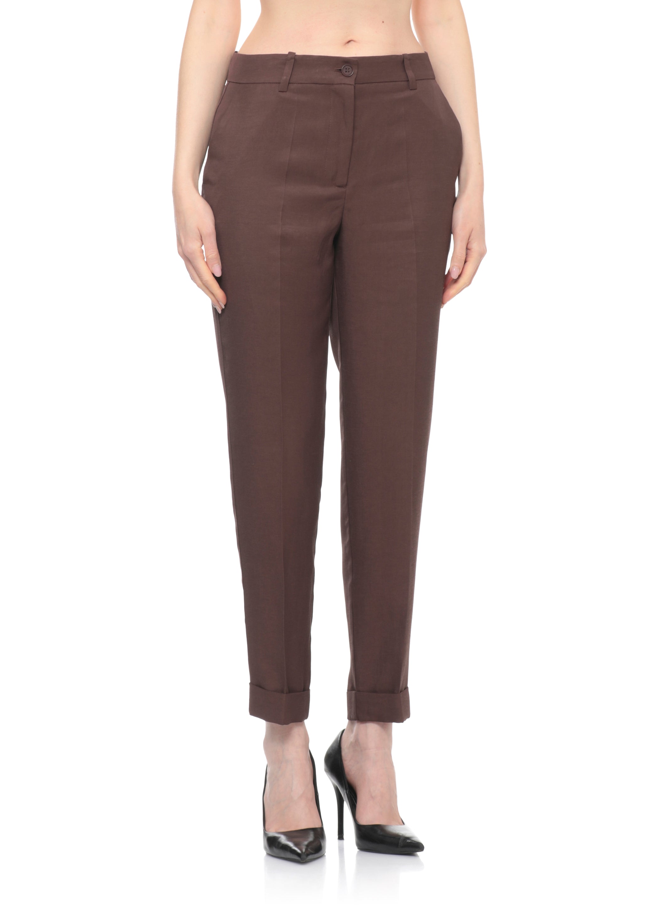 Parosh Trousers Brown Viscose Linen