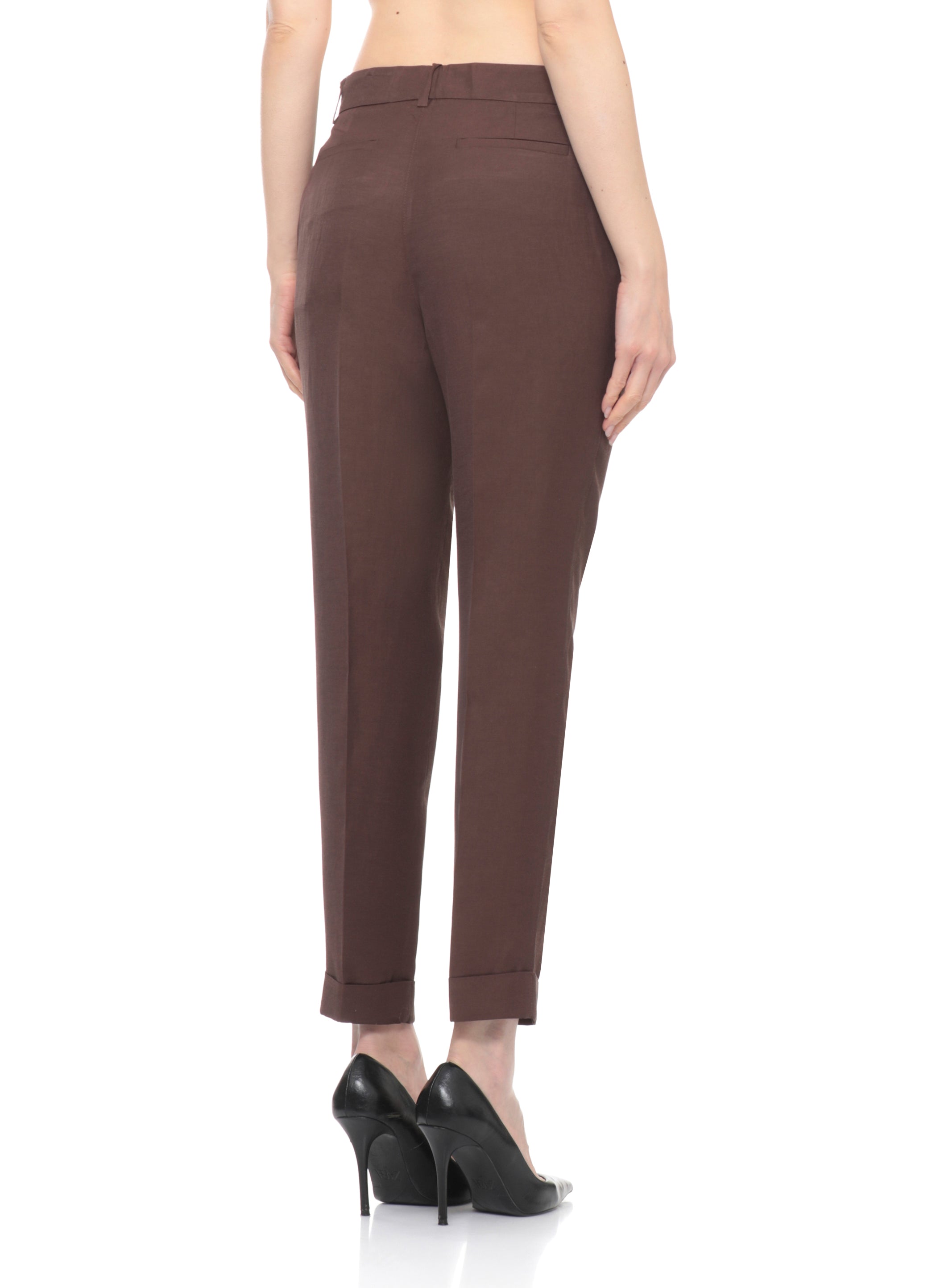 Parosh Trousers Brown Viscose Linen