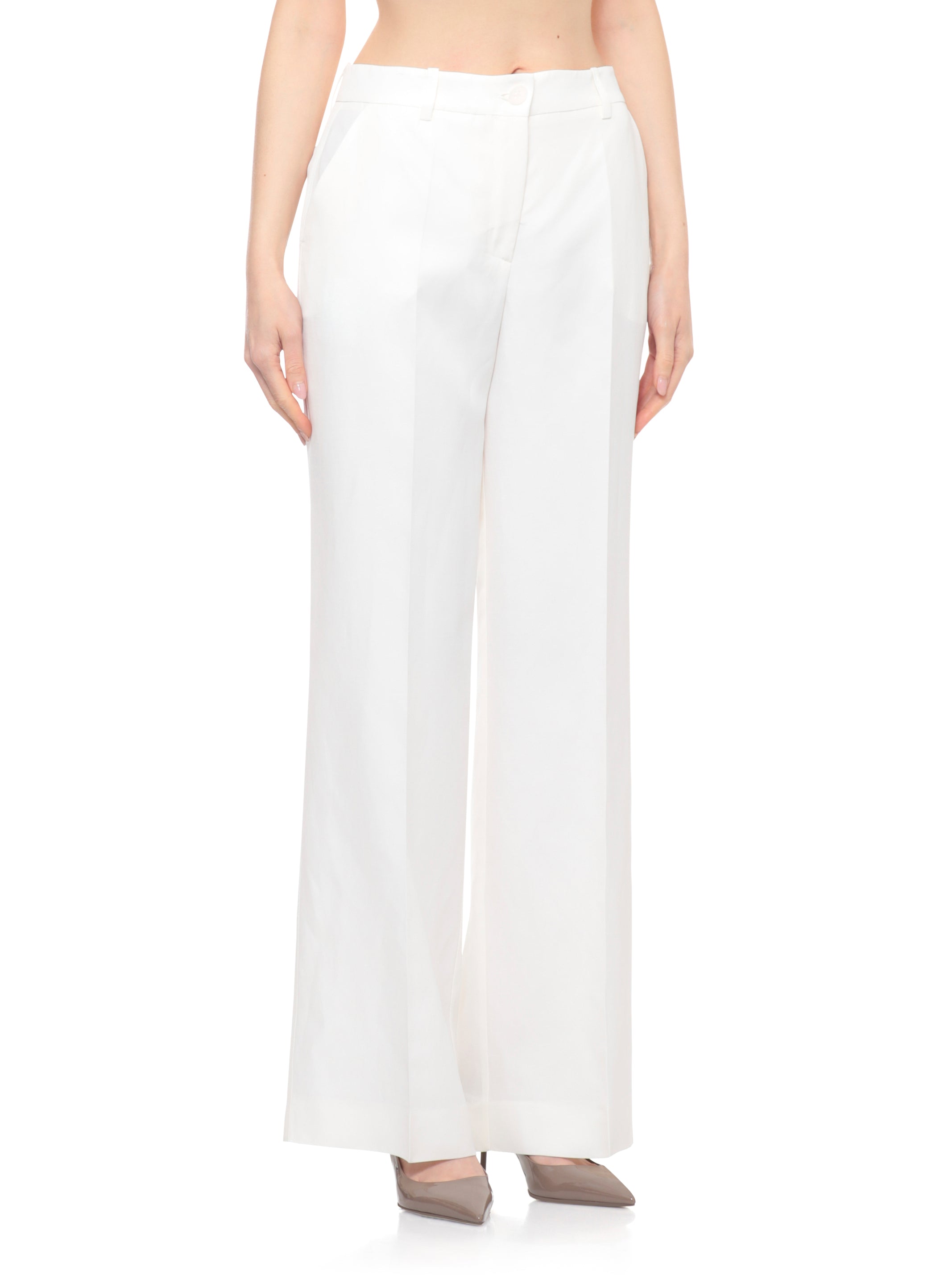Parosh Trousers Ivory Viscose Linen