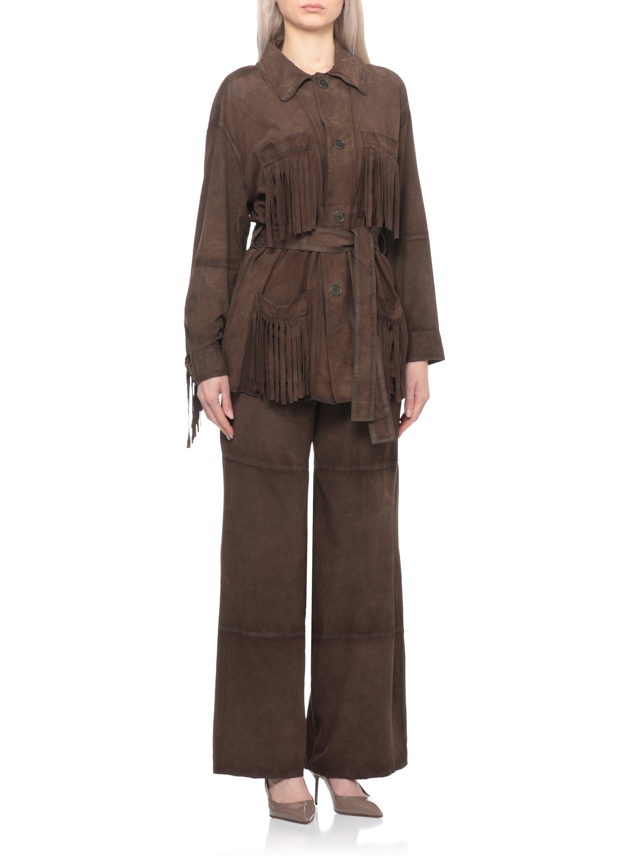 Parosh Jackets Brown Goat Leather