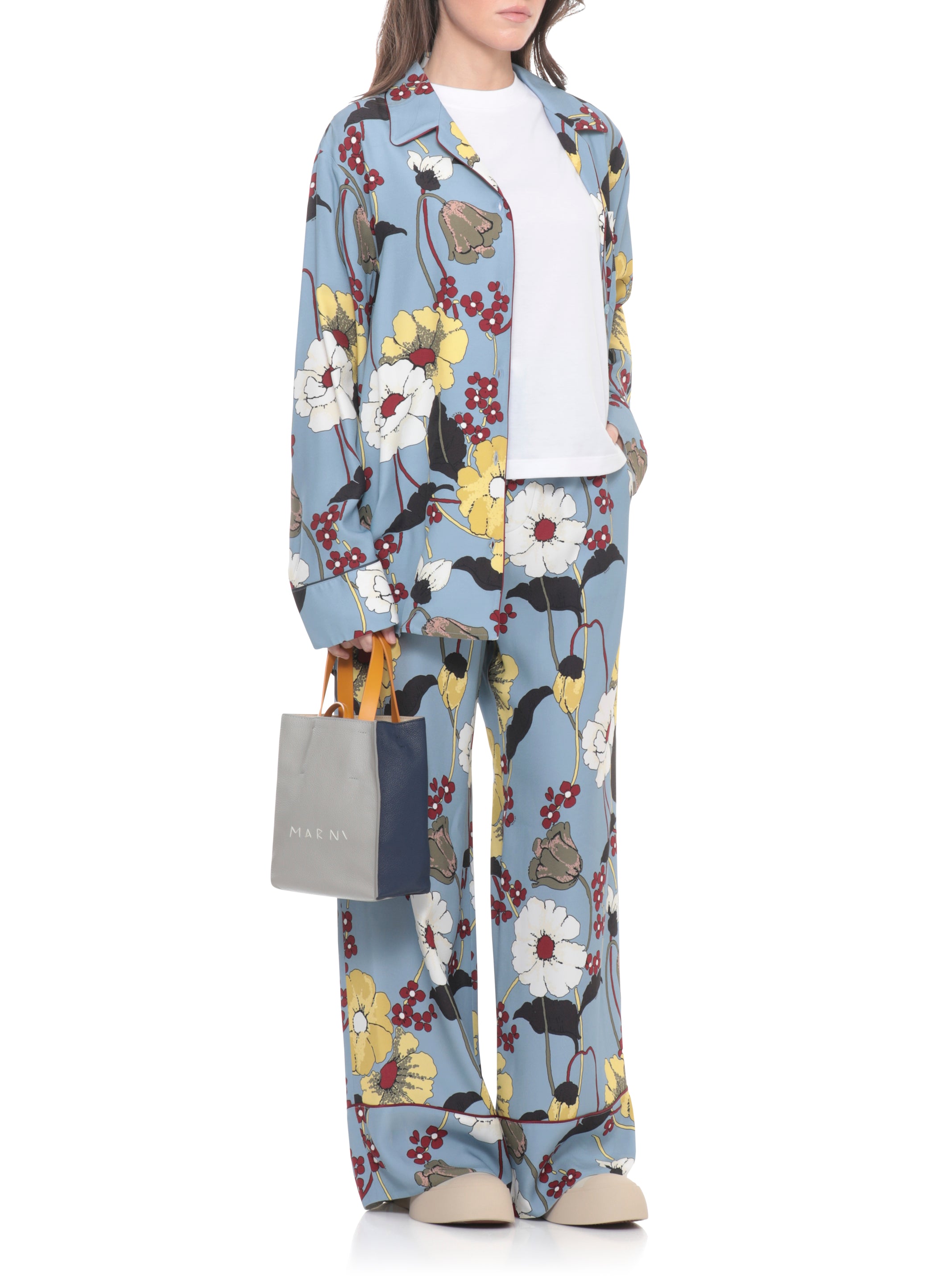 Marni Trousers Light Blue Viscose