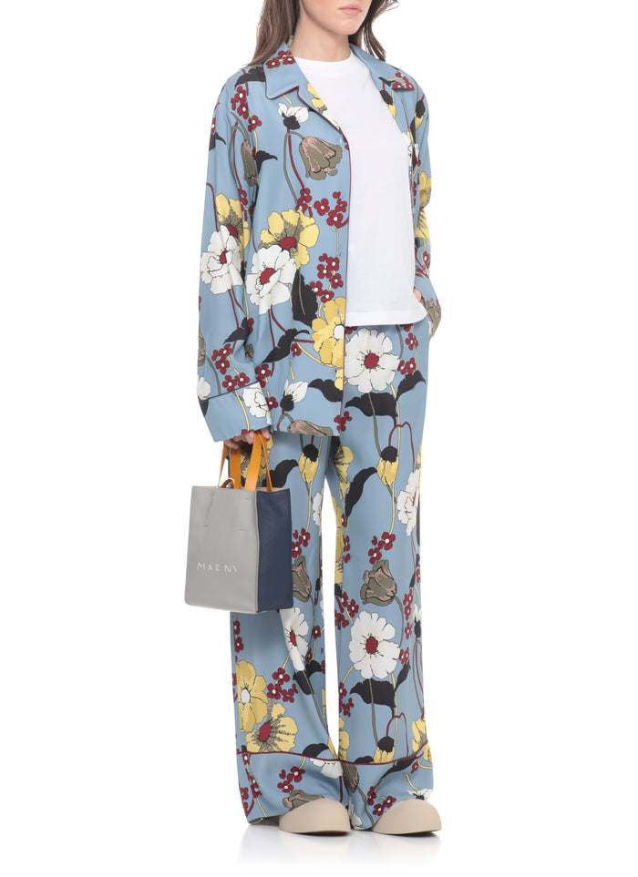 Marni Trousers Light Blue Viscose