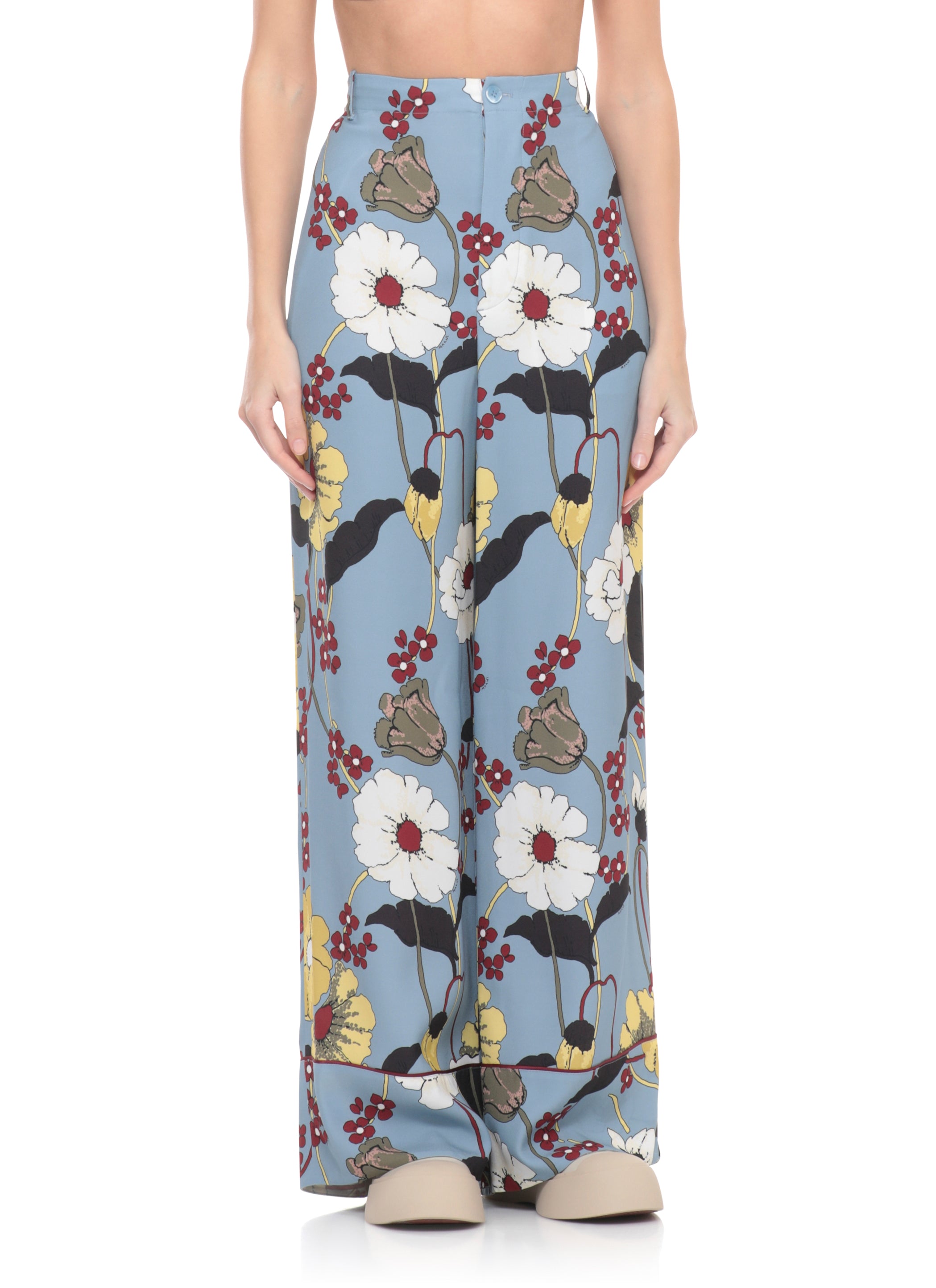 Marni Trousers Light Blue Viscose