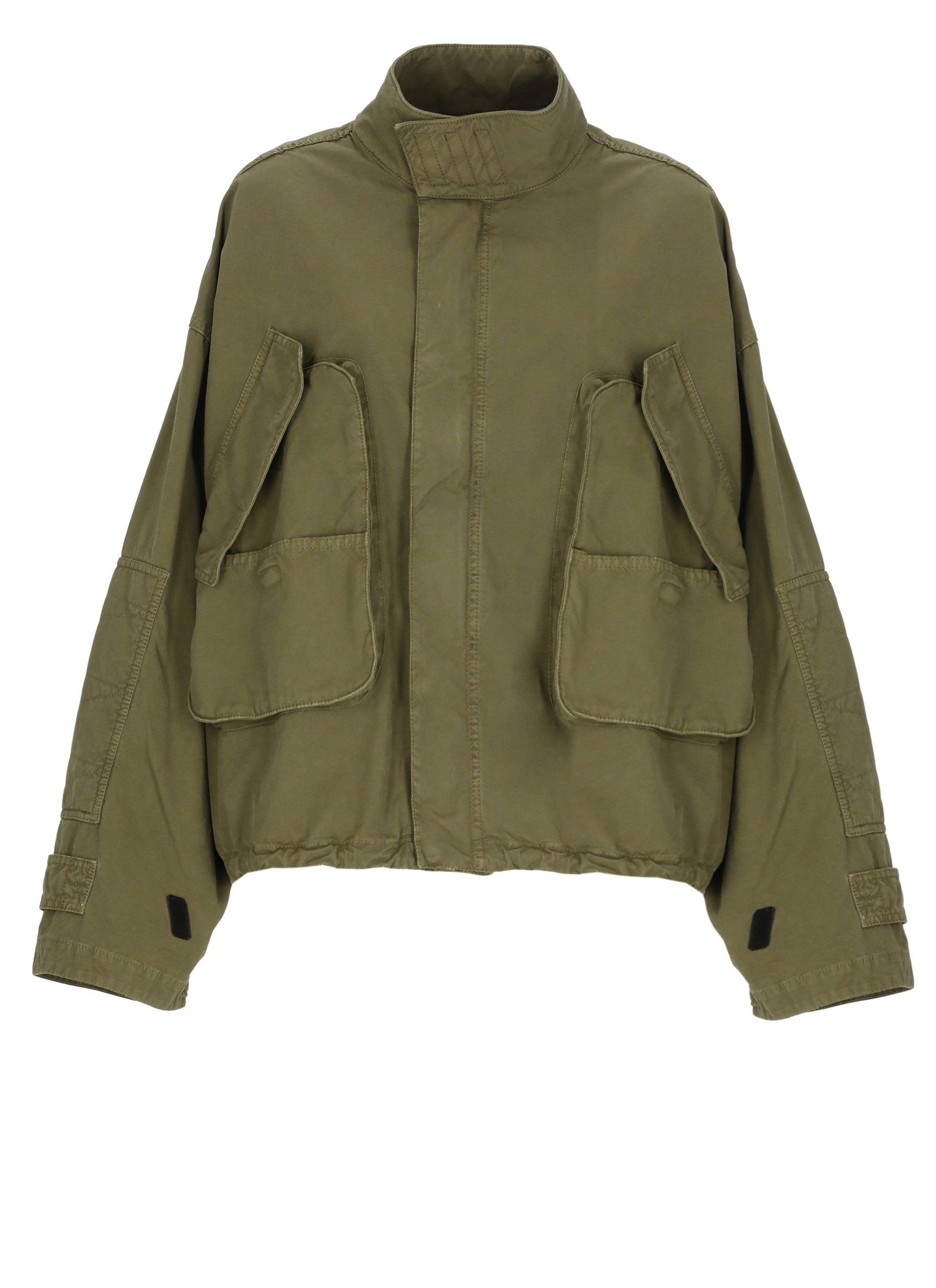The Attico Coats Green Cotton Detail: Cow Leather