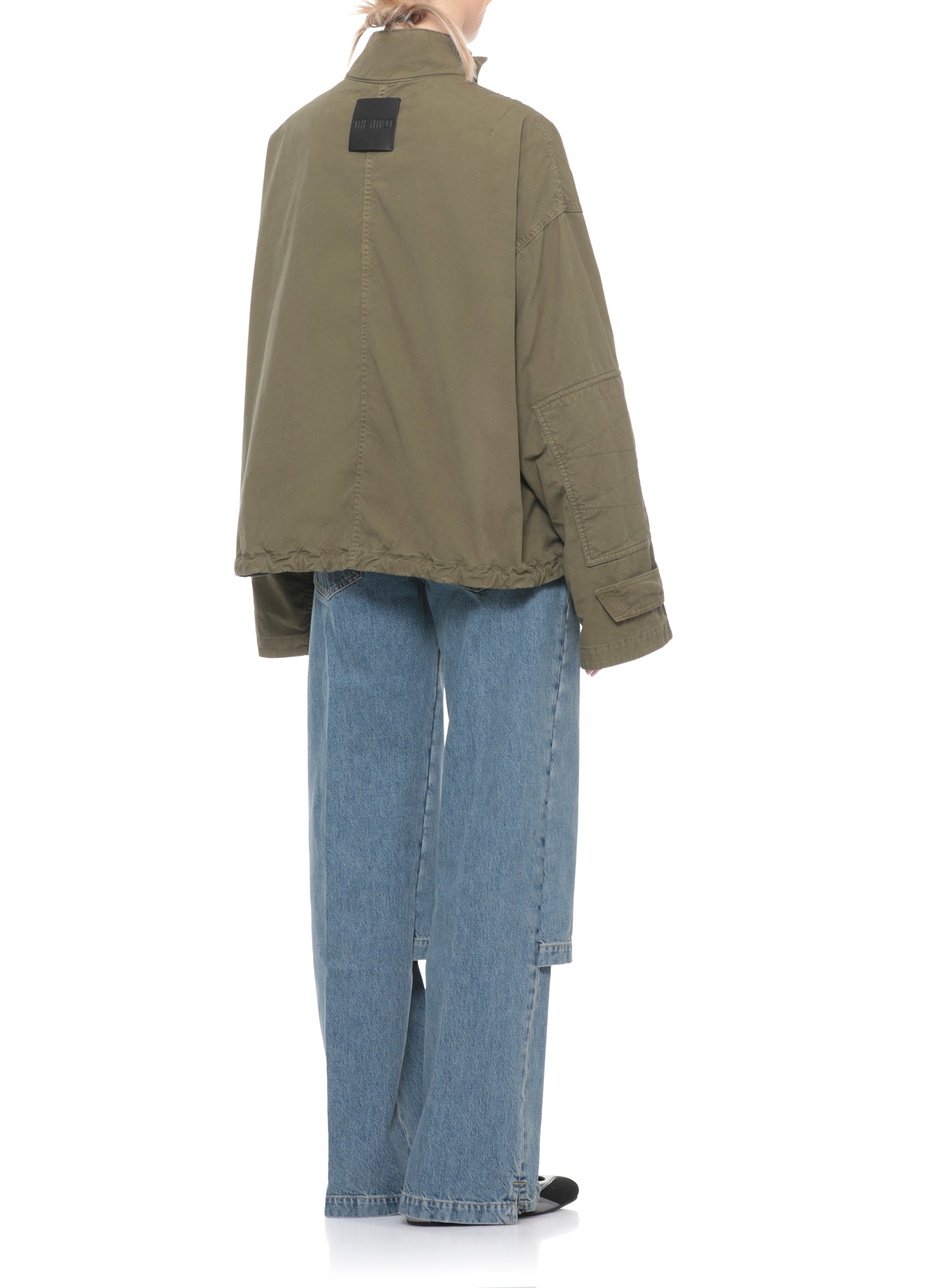 The Attico Coats Green Cotton Detail: Cow Leather